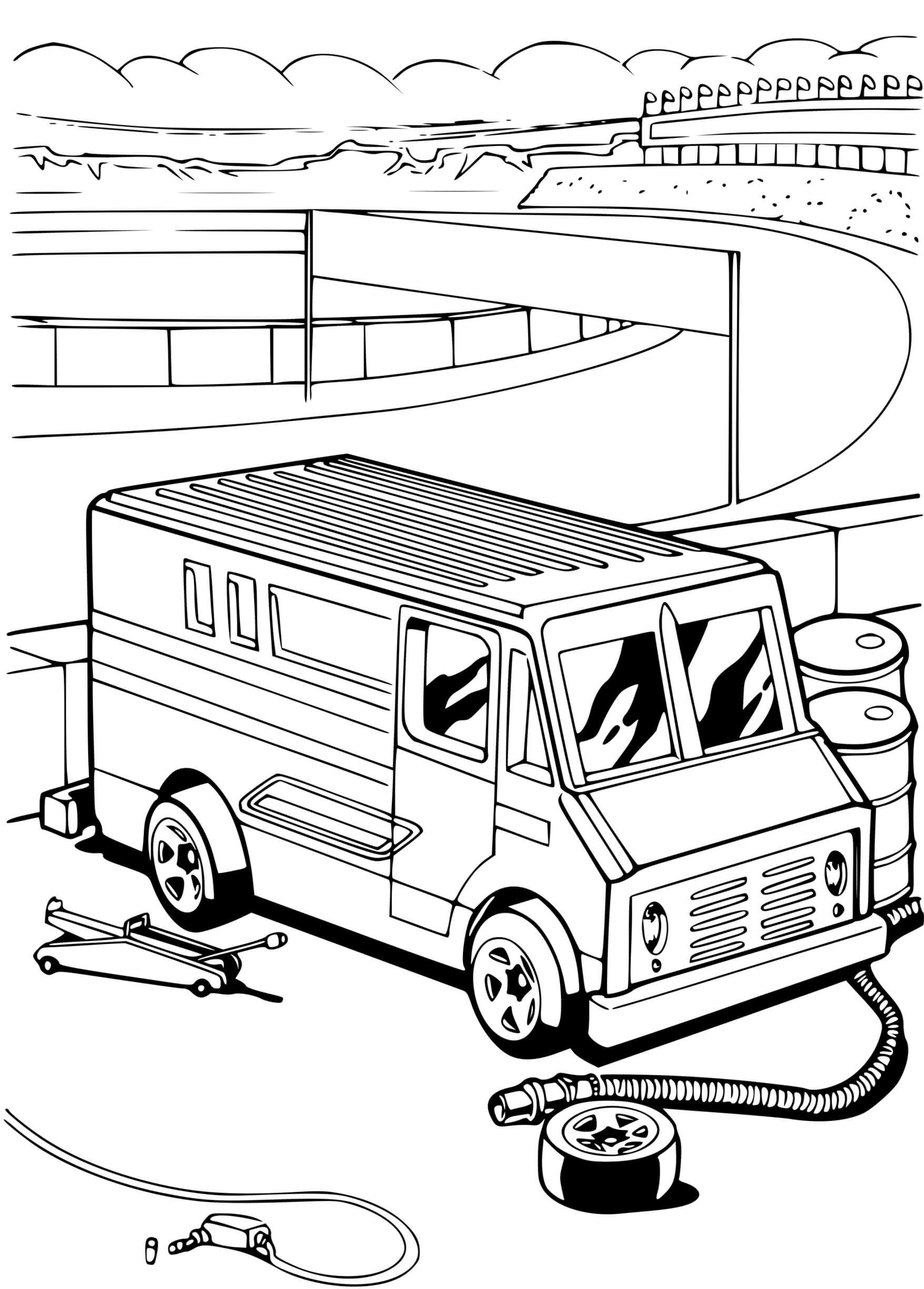 Coloriage Hot Wheels Mechanic Repair Voiture - Hot wheels à imprimer