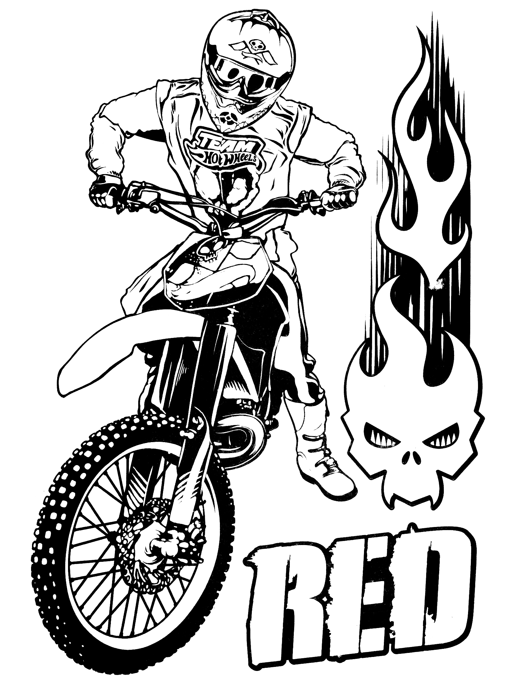 Coloriage Hot Wheels Moto Cross - Hot wheels à imprimer