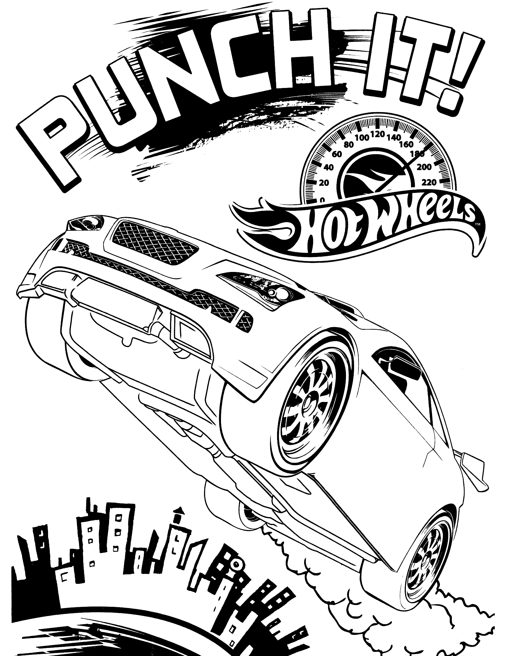 Coloriage Hot Wheels Punch It - Hot wheels à imprimer