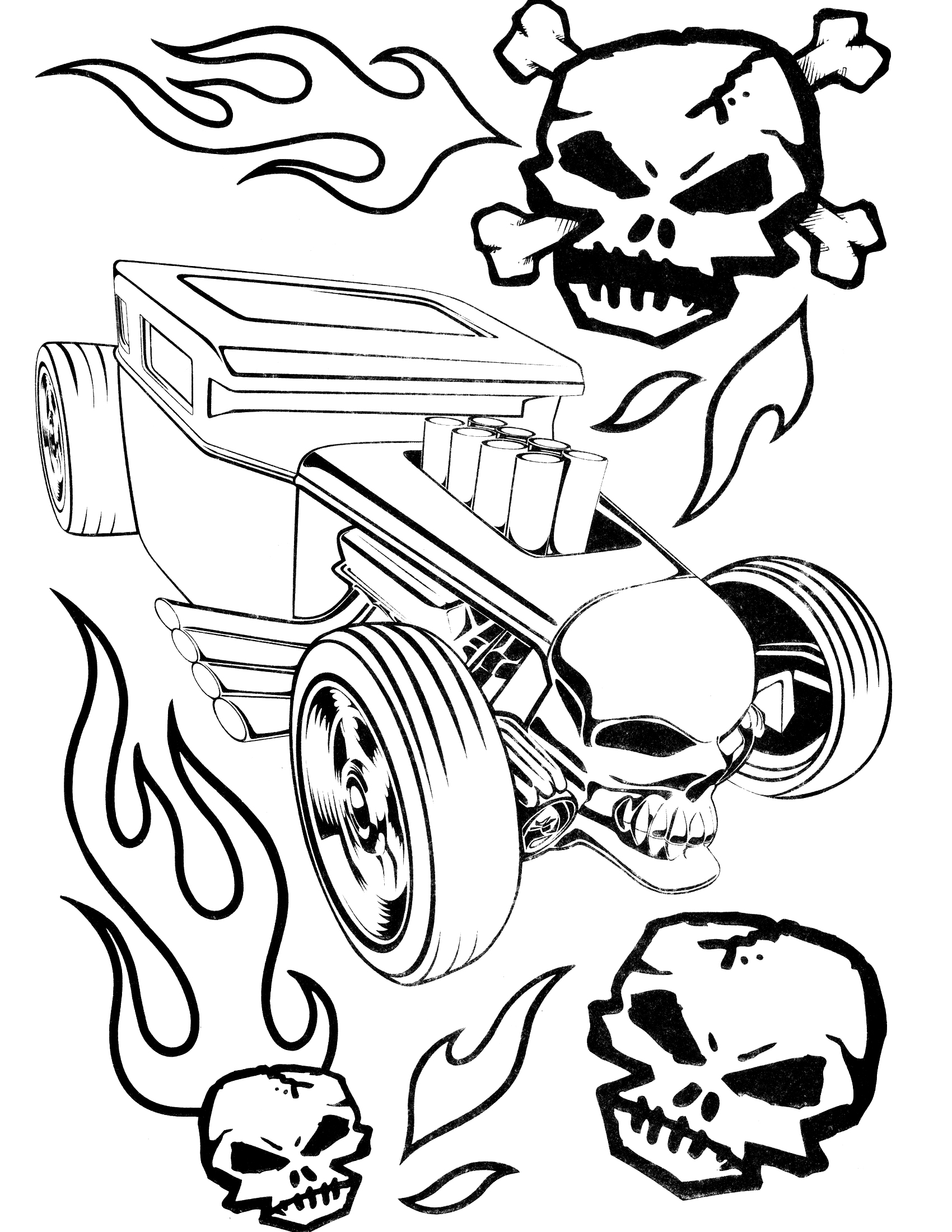 Coloriage Hot Wheels Skulls - Hot wheels à imprimer