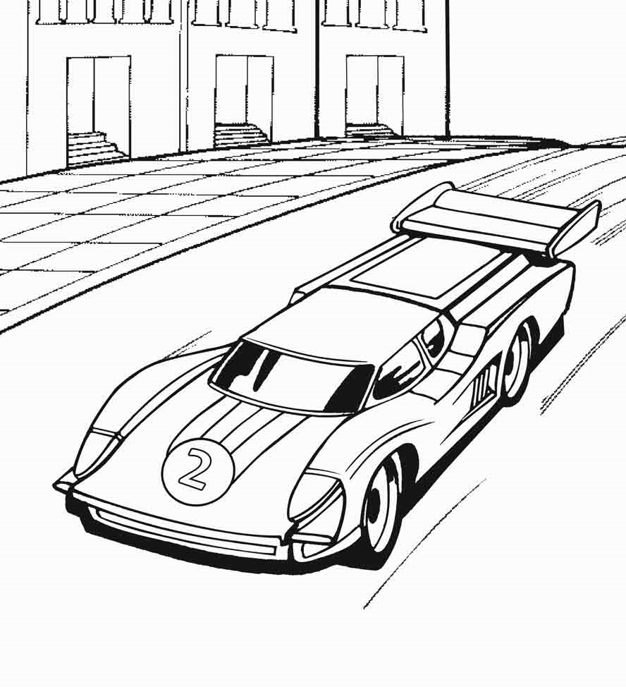 Coloriage Hot Wheels Voiture De Sport - Voiture de course à imprimer