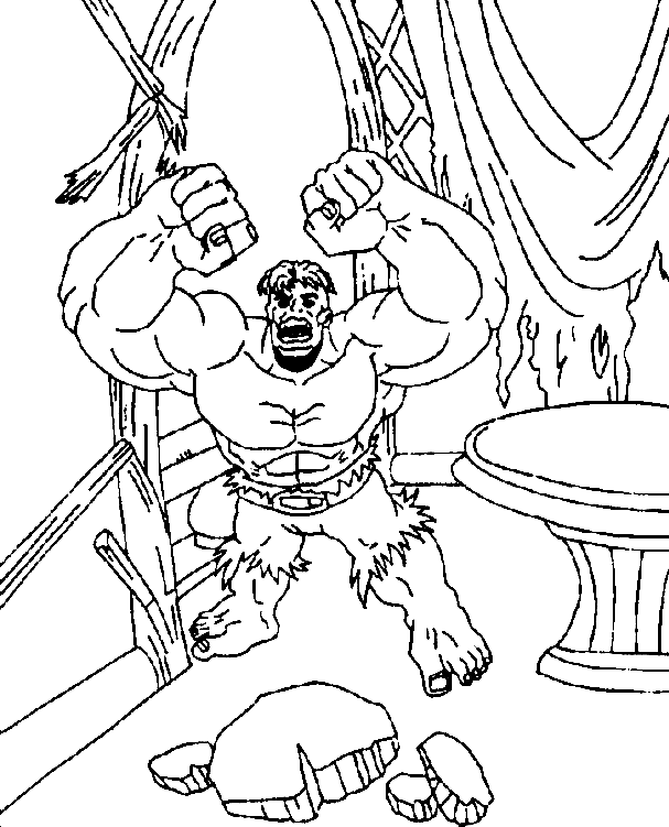 Coloriage Hulk Dans Un Château - Hulk à imprimer