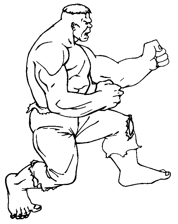 Coloriage Hulk Fait Du Karate - Super héros à imprimer