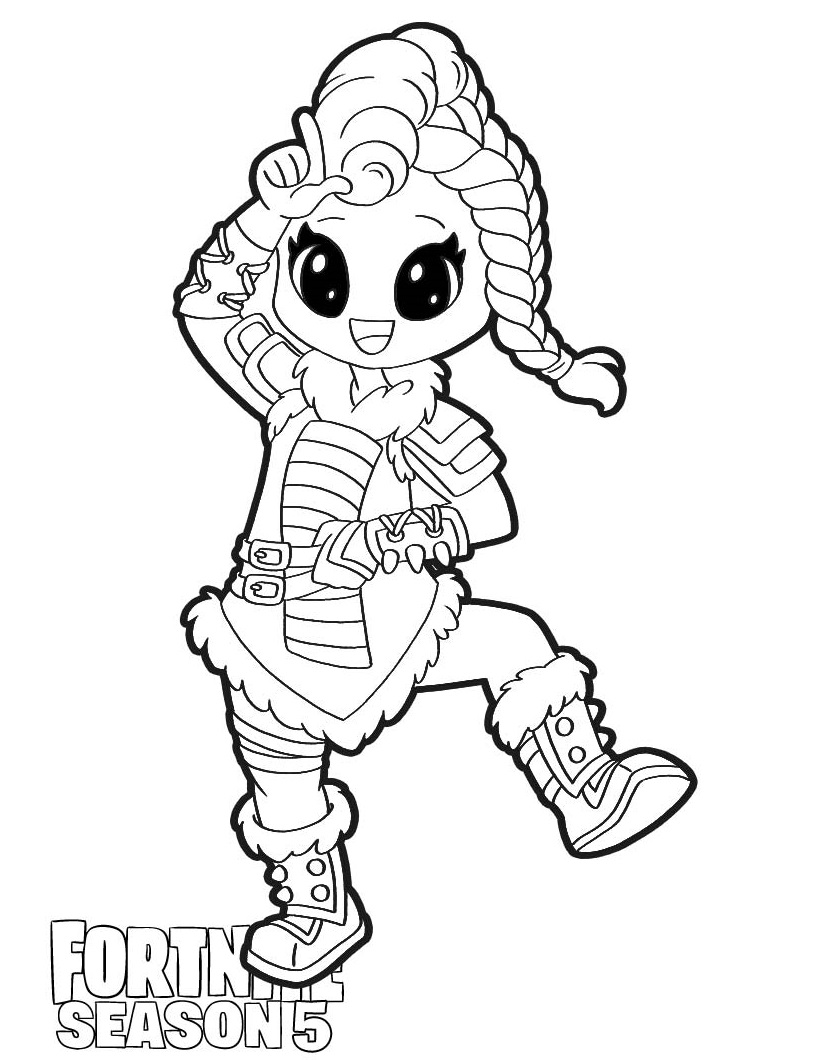 Coloriage Chasseresse Fortnite Season 5 combat - Fortnite à imprimer