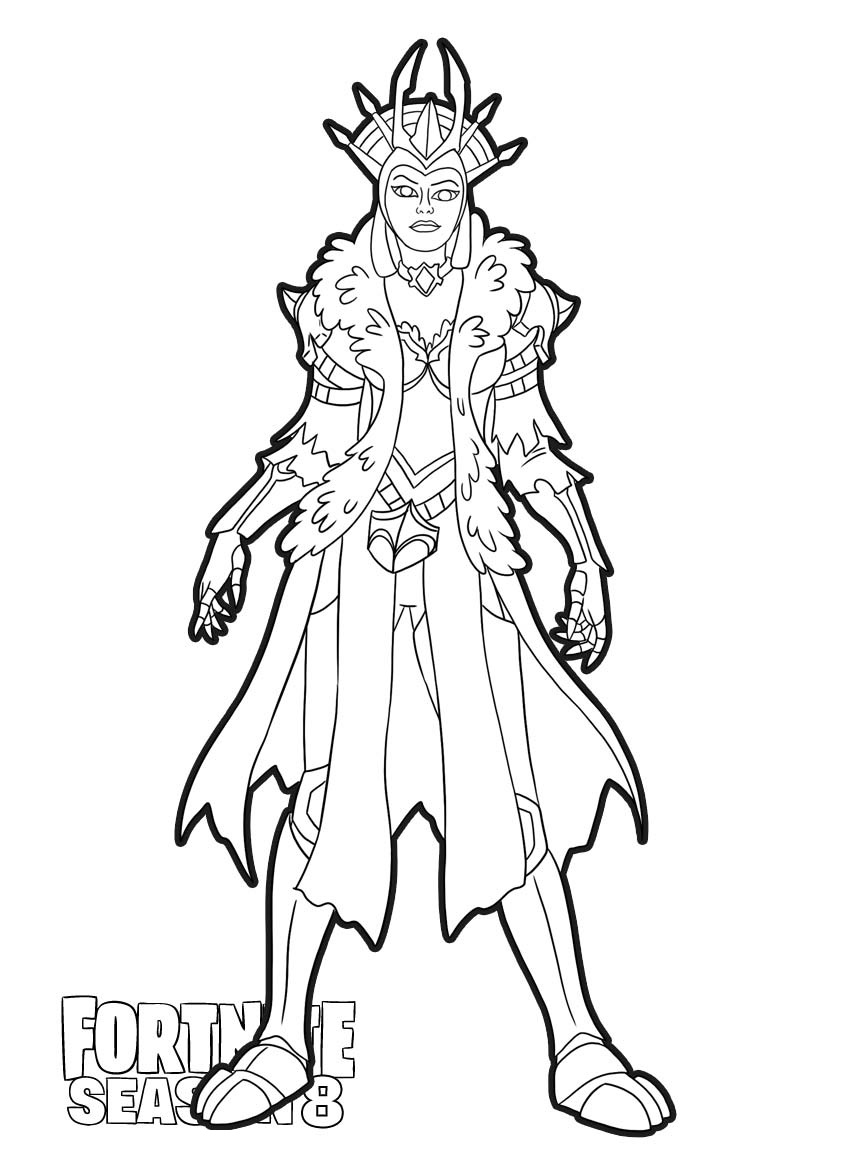 Coloriage Reine de Glace Fortnite Season 8 - Fortnite à imprimer