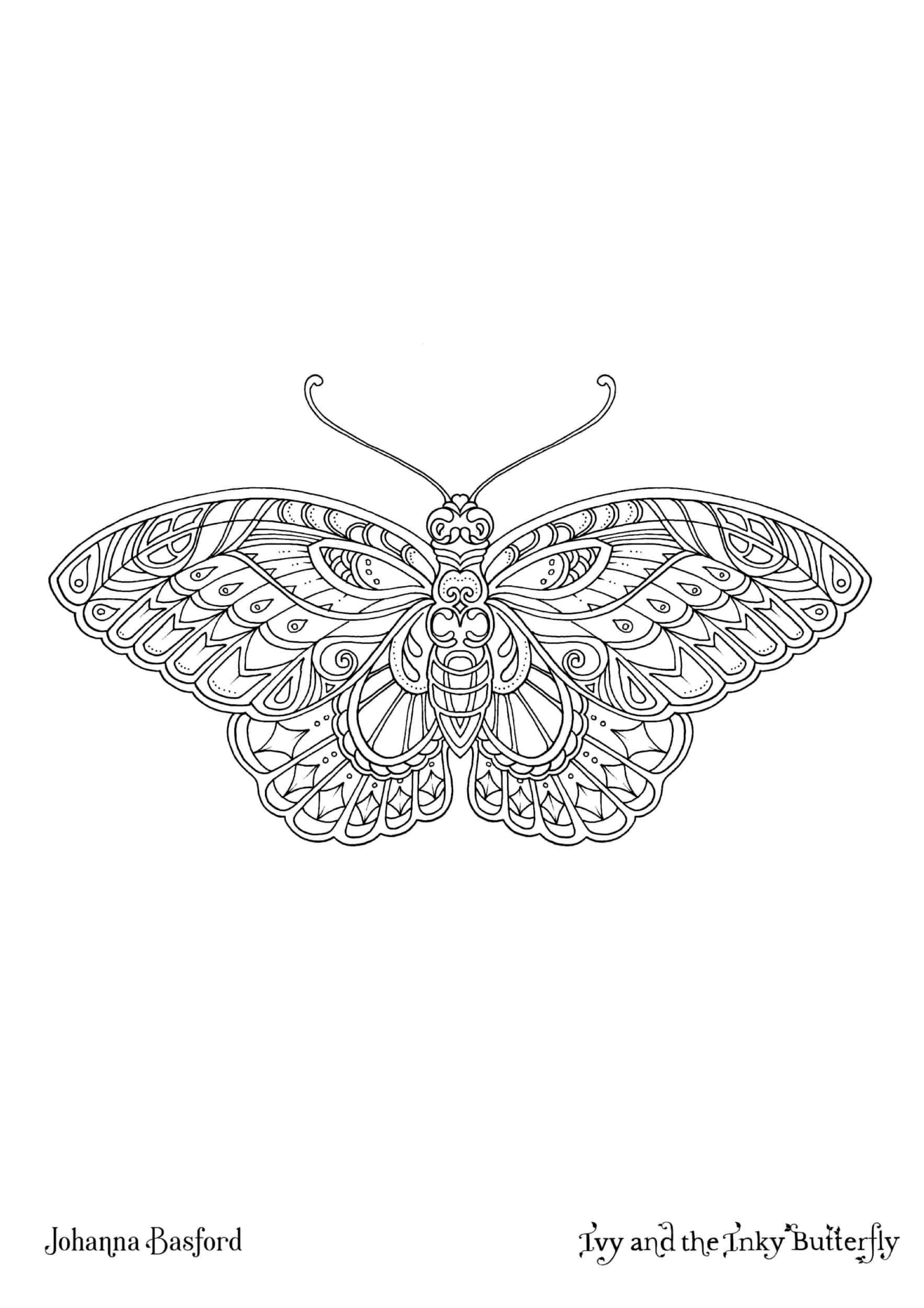 Coloriage Papillon encre Ivy Johanna Basford - Adulte par johanna basford à imprimer