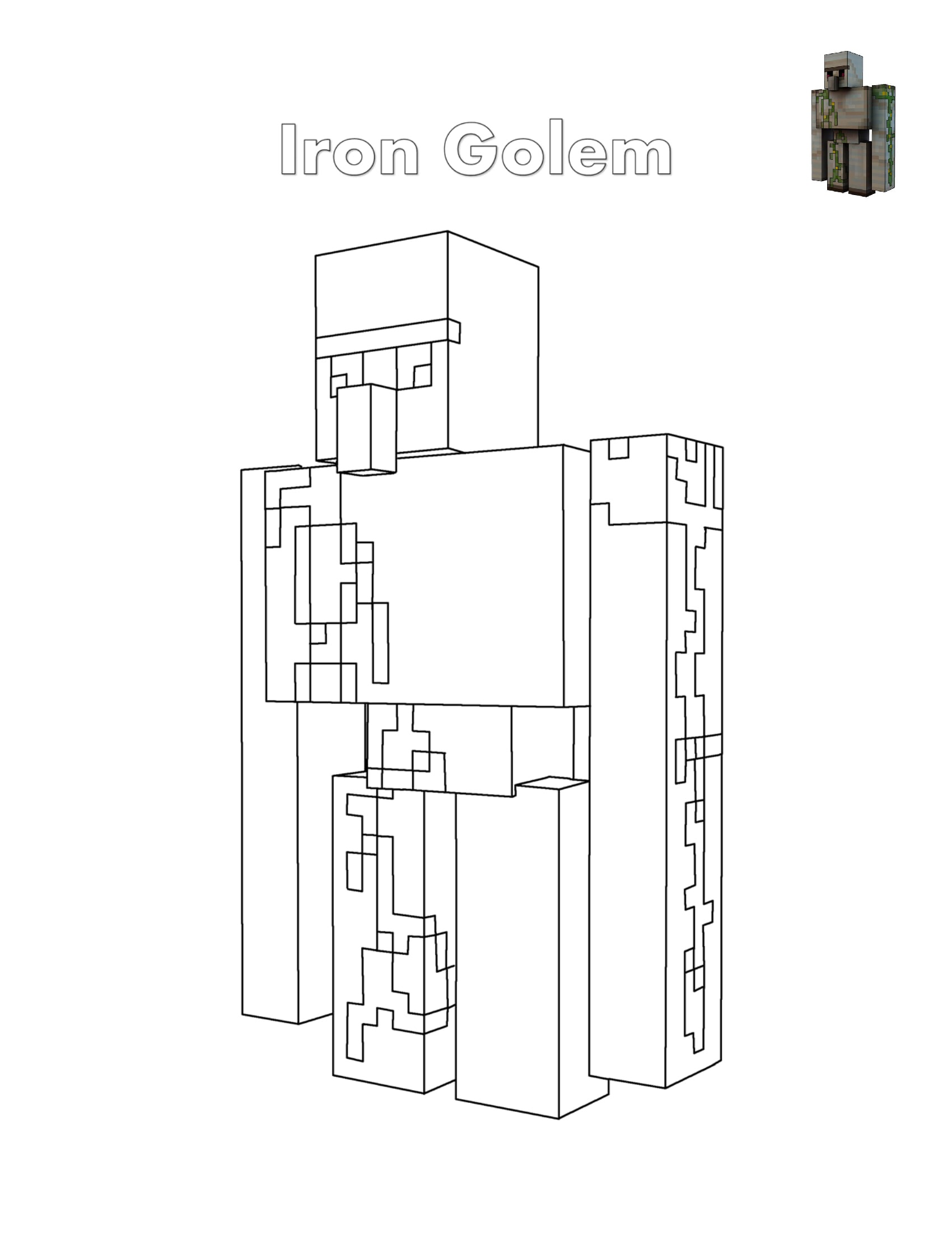 Coloriage Iron Golem Minecraft - Minecraft à imprimer