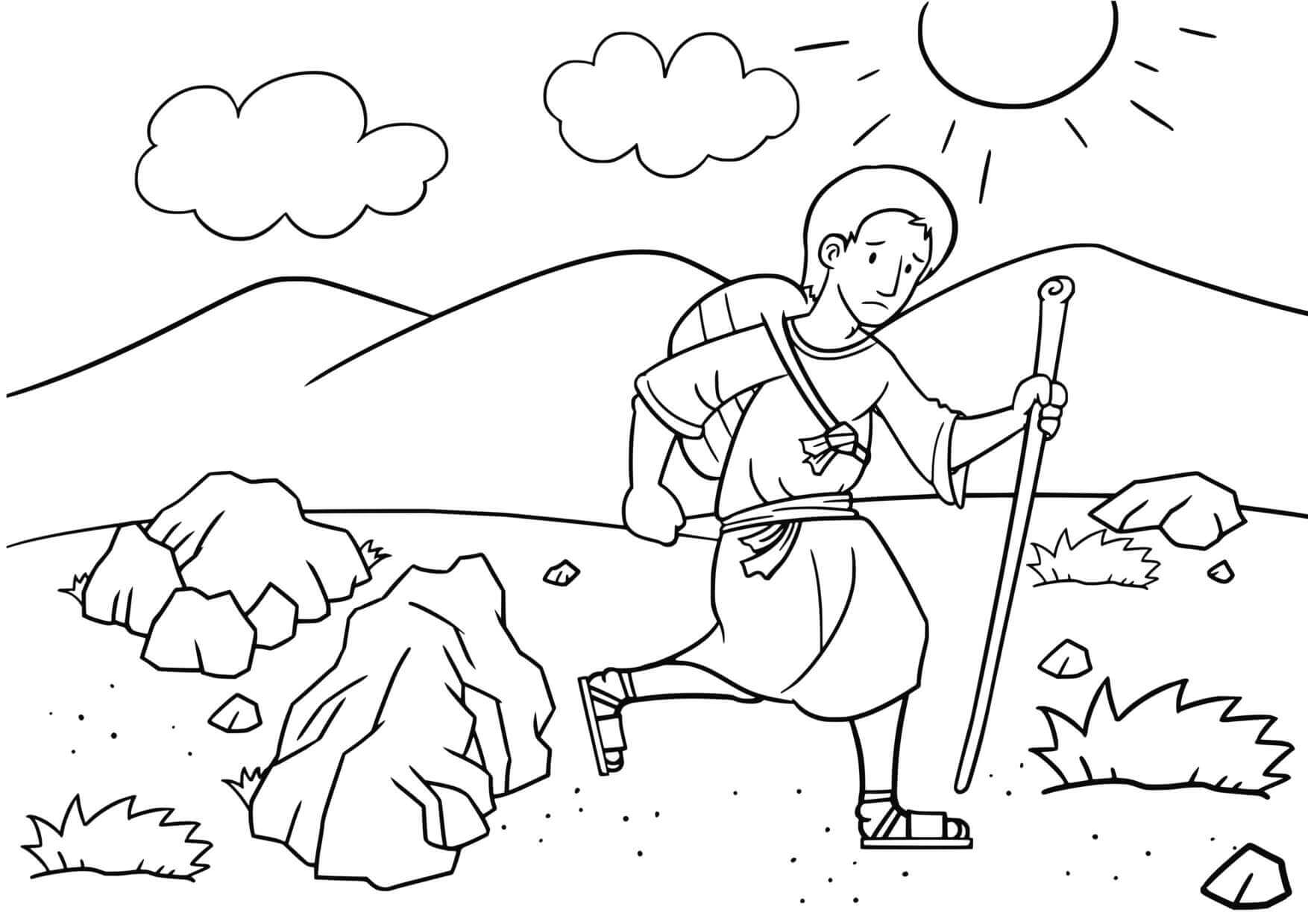 Coloriage Jacob rêvant d'une échelle céleste divine - Jésus à imprimer