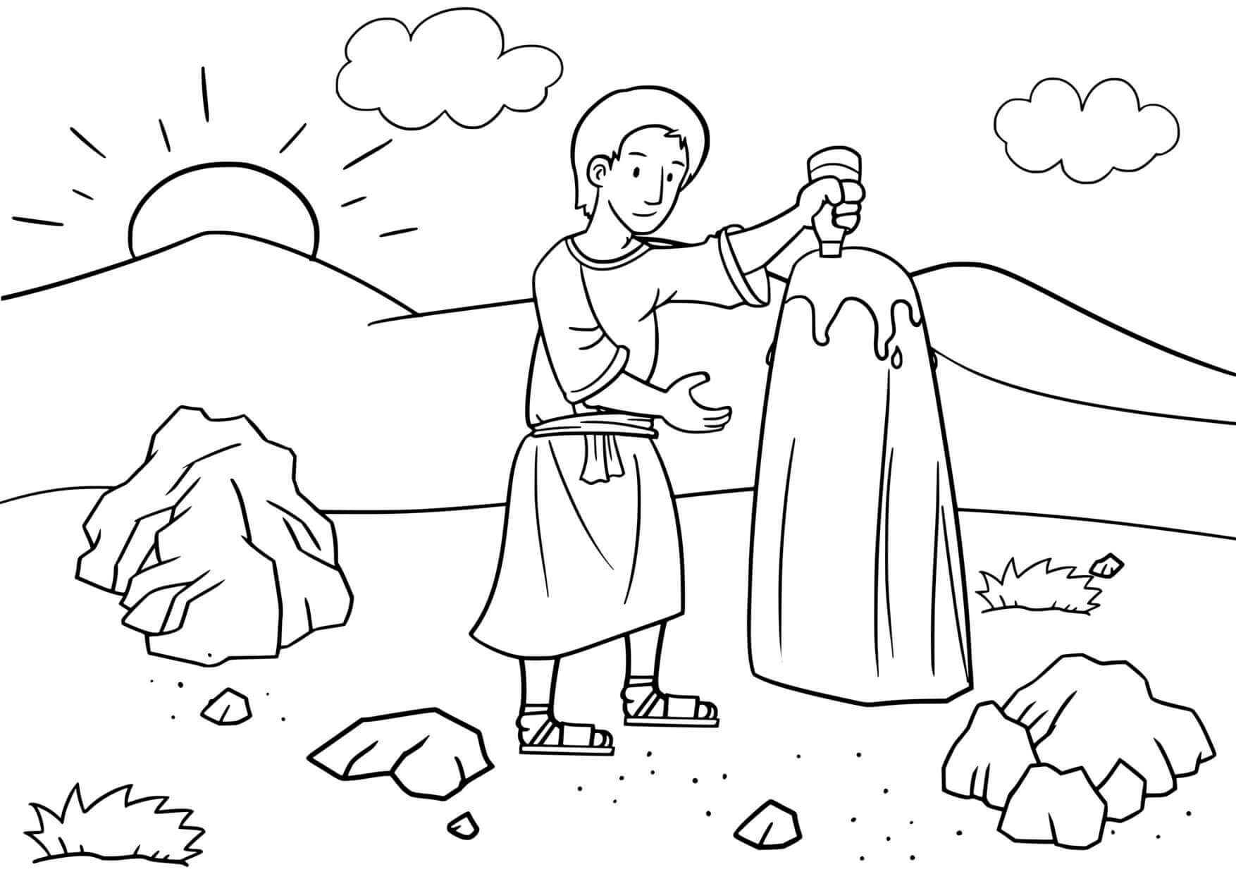Coloriage Vision mystique de l'échelle céleste - Jésus à imprimer