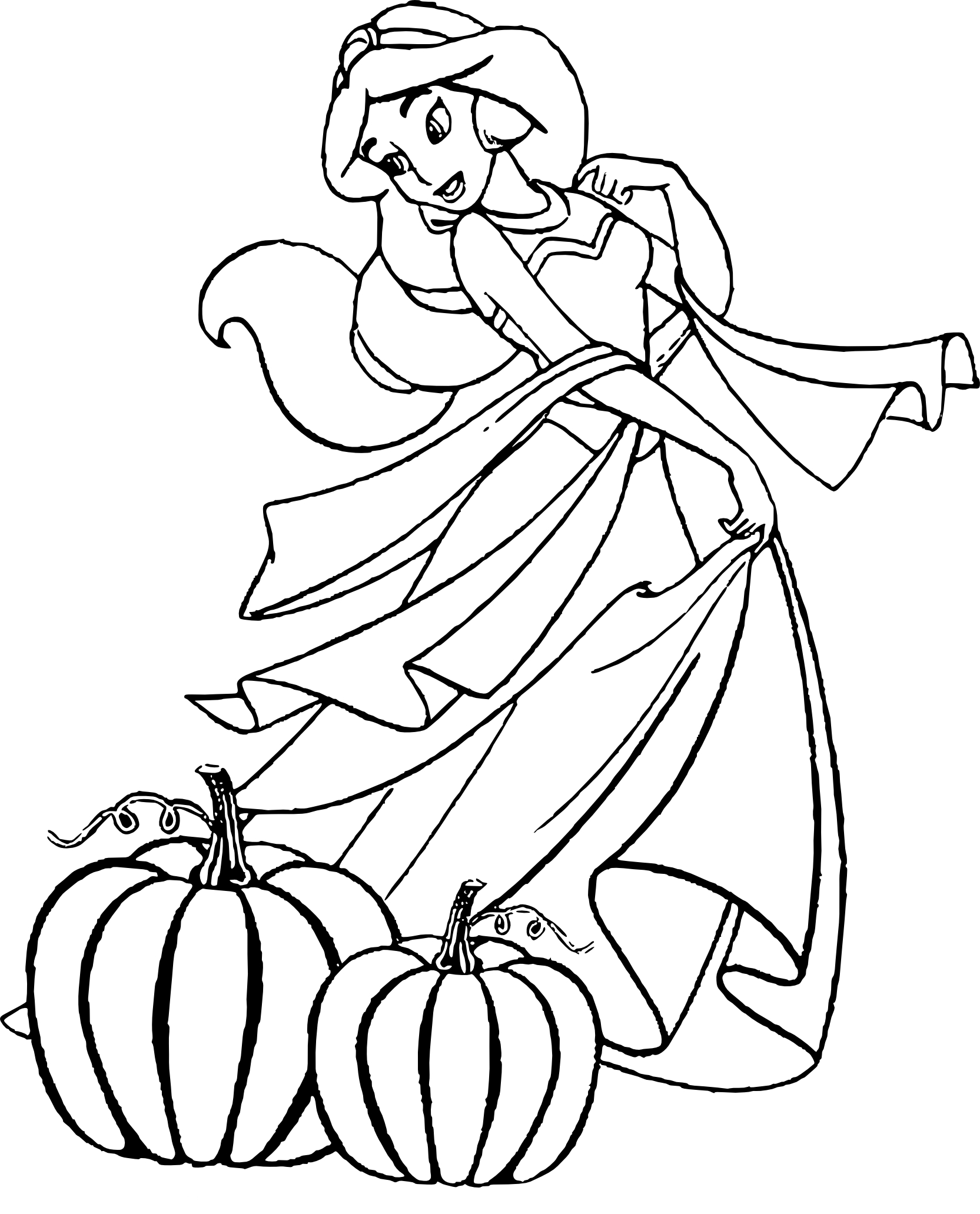 Coloriage Jasmine Princesse Halloween - Jasmine à imprimer