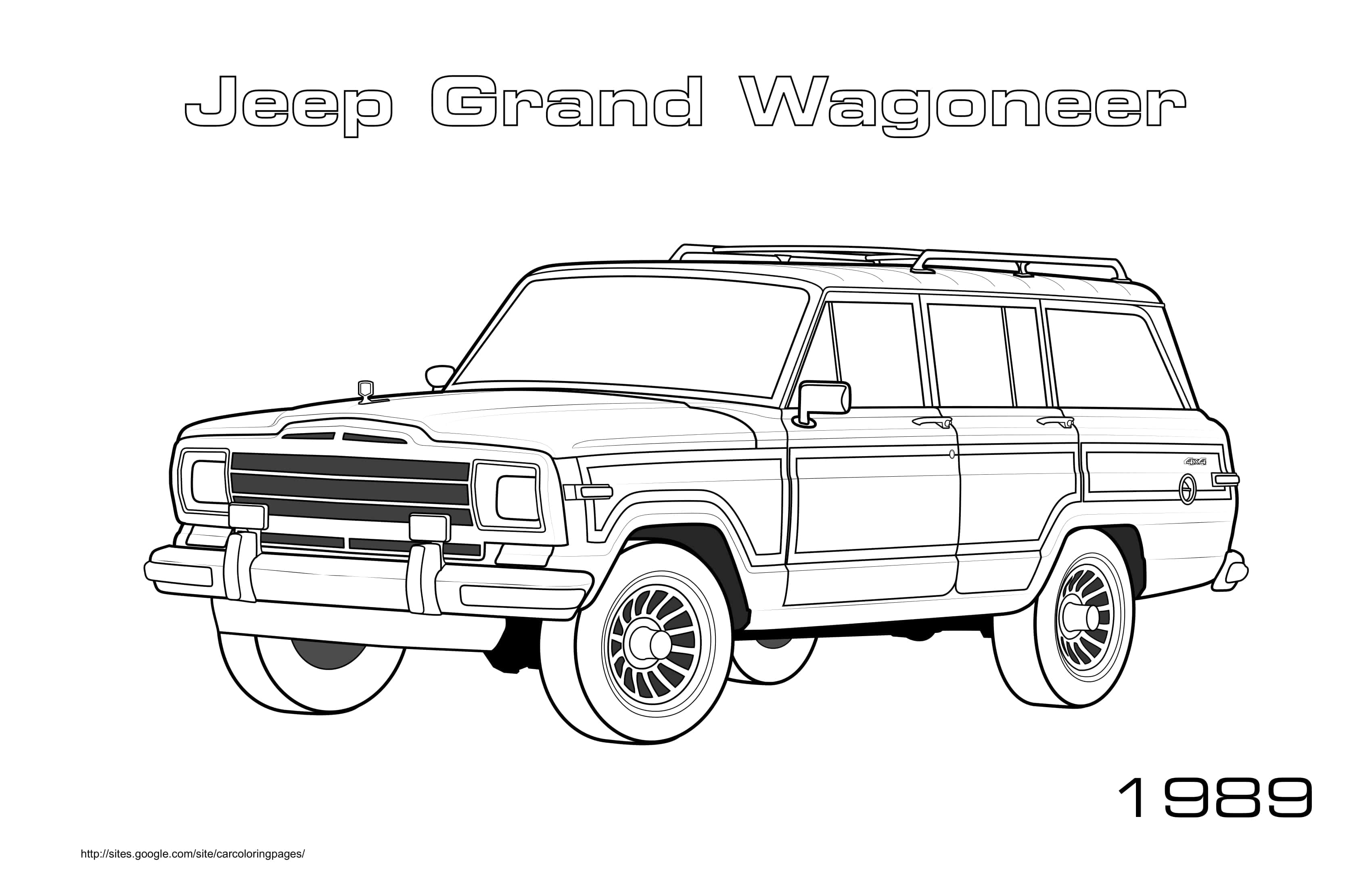 Coloriage Jeep Grand Wagoneer 1989 tout-terrain - Voiture à imprimer