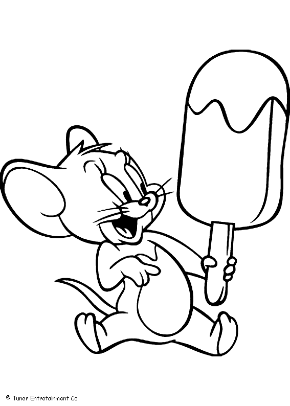 Coloriage Jerry Avec Une Glace - Tom et jerry à imprimer