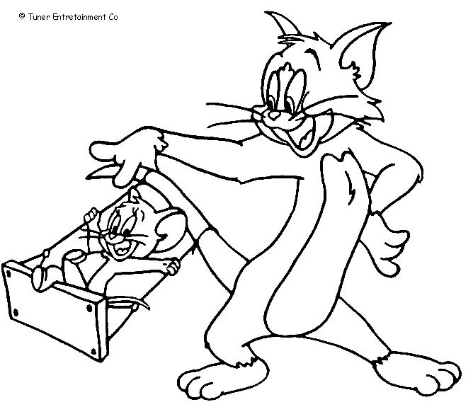 Coloriage Jerry Fait De La Balancoire Avec Queue De Tom - Tom et jerry à imprimer