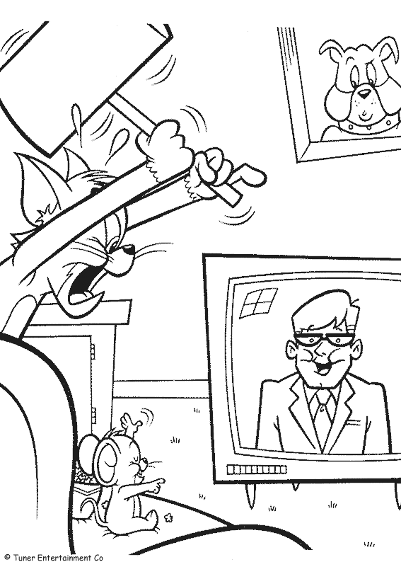 Coloriage Jerry Regarde La Television - Tom et jerry à imprimer