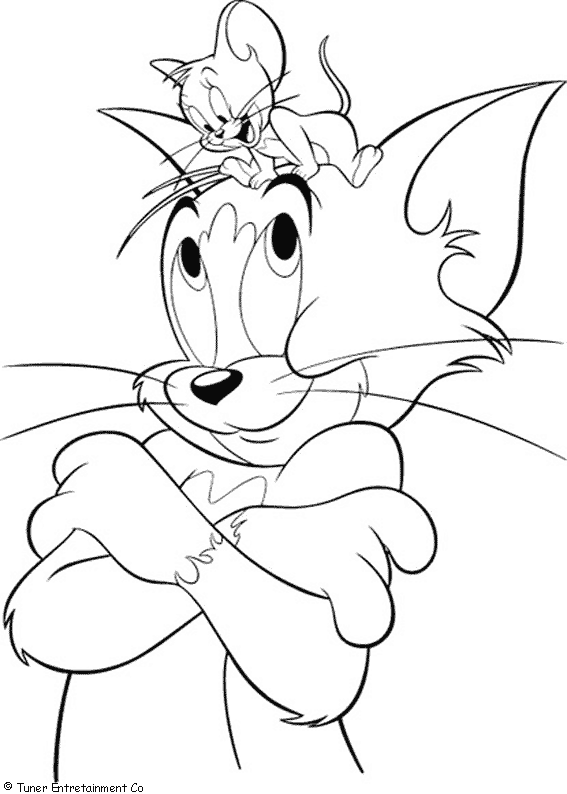 Coloriage Jerry Sur La Tête De Tom - Tom et jerry à imprimer