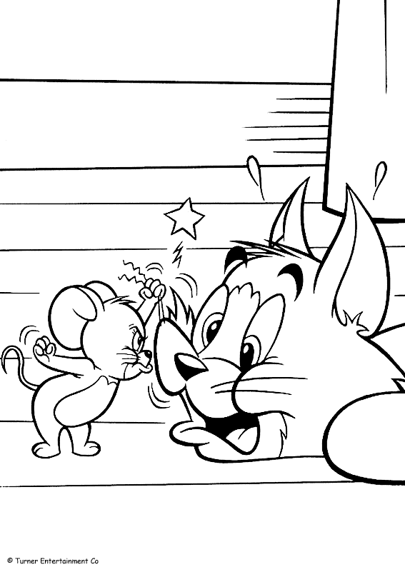 Coloriage Jerry Tire Les Moustache De Tom - Tom et jerry à imprimer