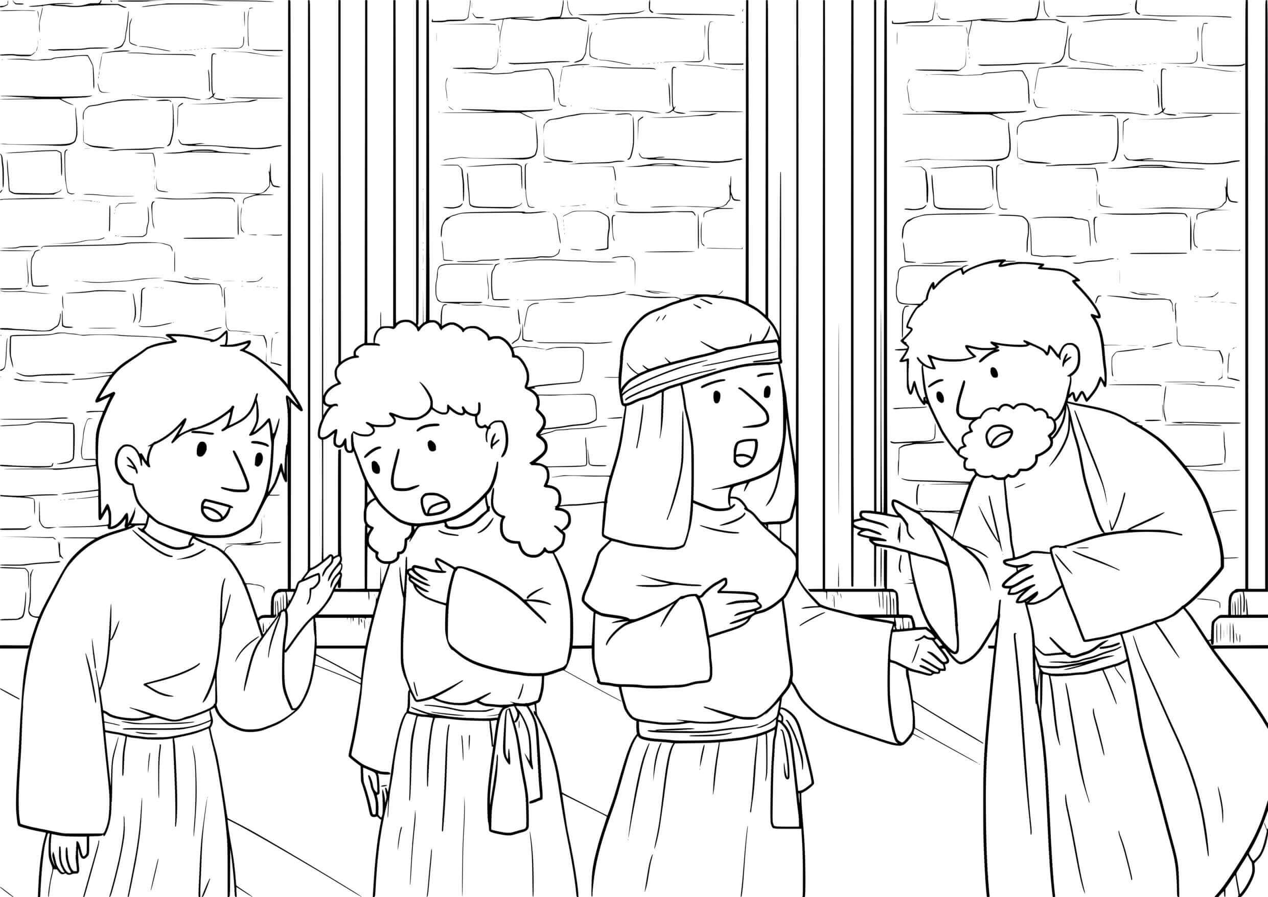 Coloriage Jésus libérant un possédé dans le temple - Jésus à imprimer
