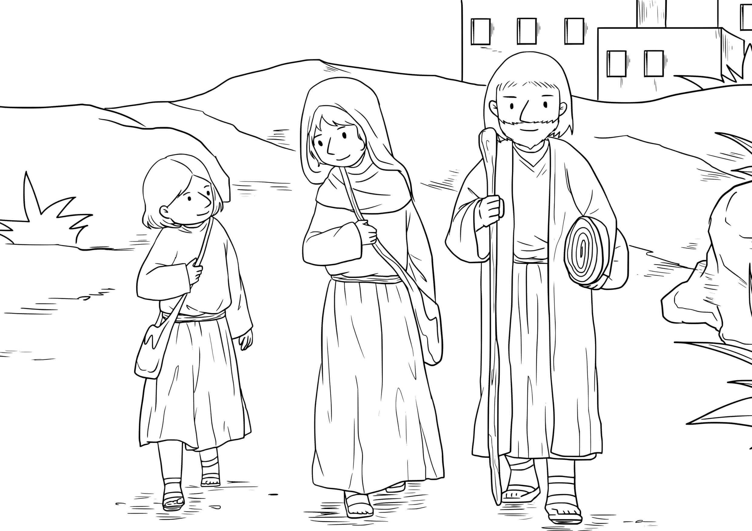Coloriage Jeune Jésus au temple en discussion sage - Jésus à imprimer