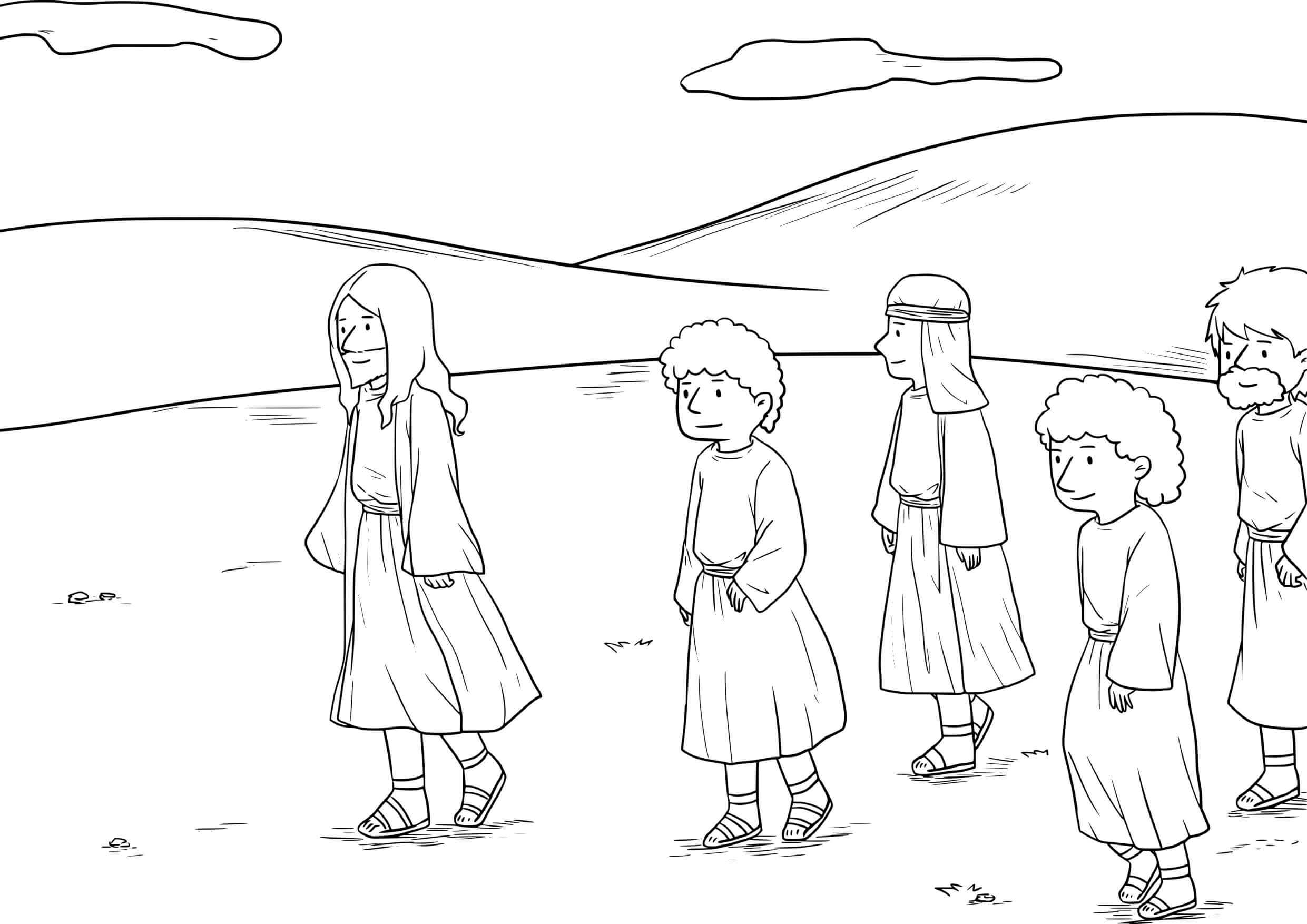 Coloriage Jésus dans sa ville natale de Nazareth - Jésus à imprimer