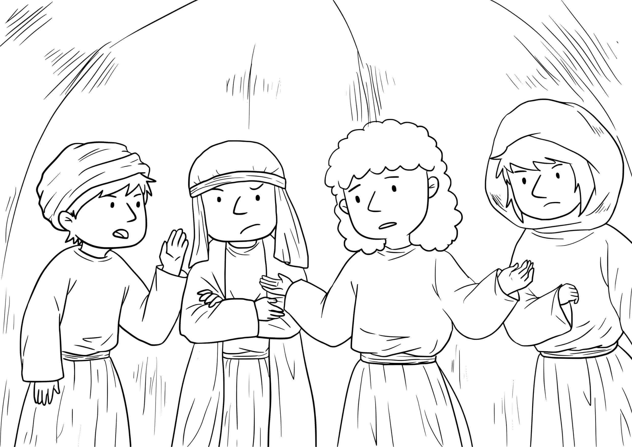 Coloriage Jésus et les habitants de Nazareth - Jésus à imprimer