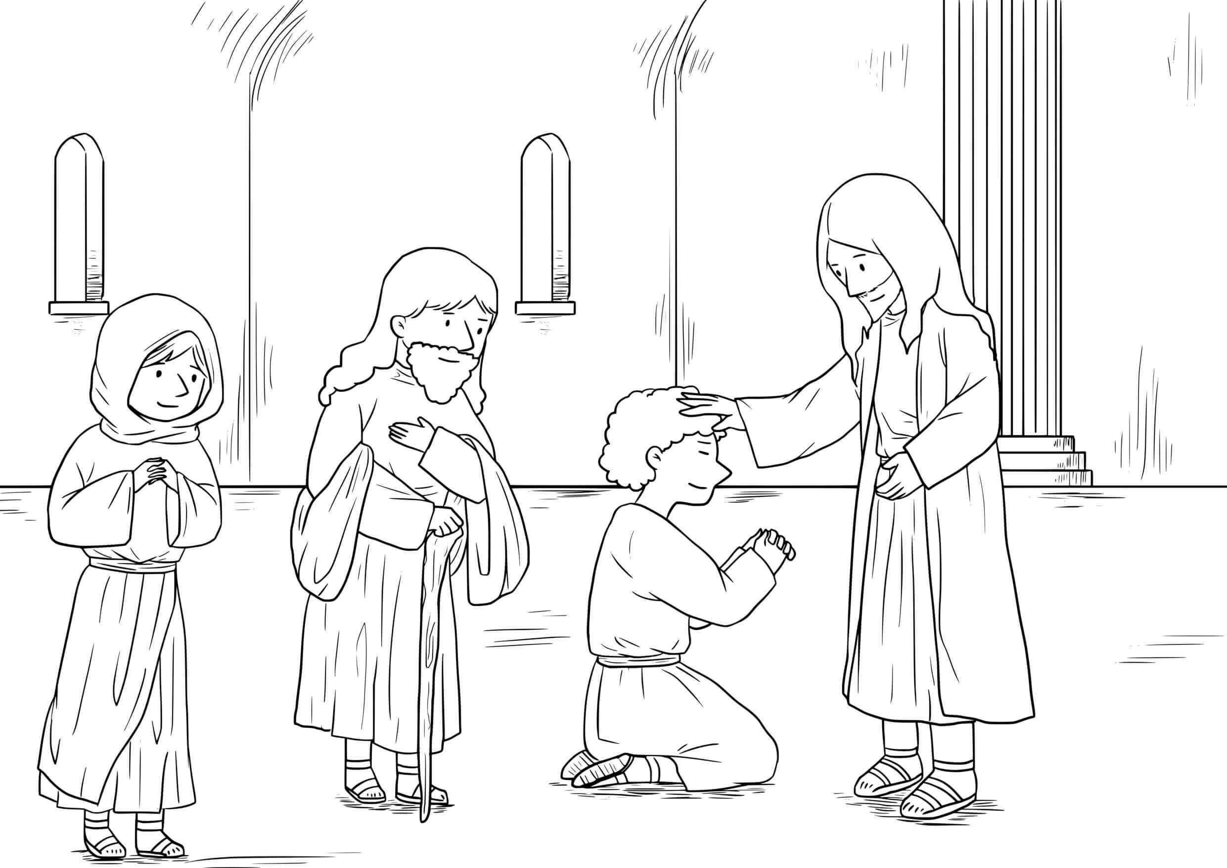 Coloriage Jésus enseignant à la synagogue - Jésus à imprimer