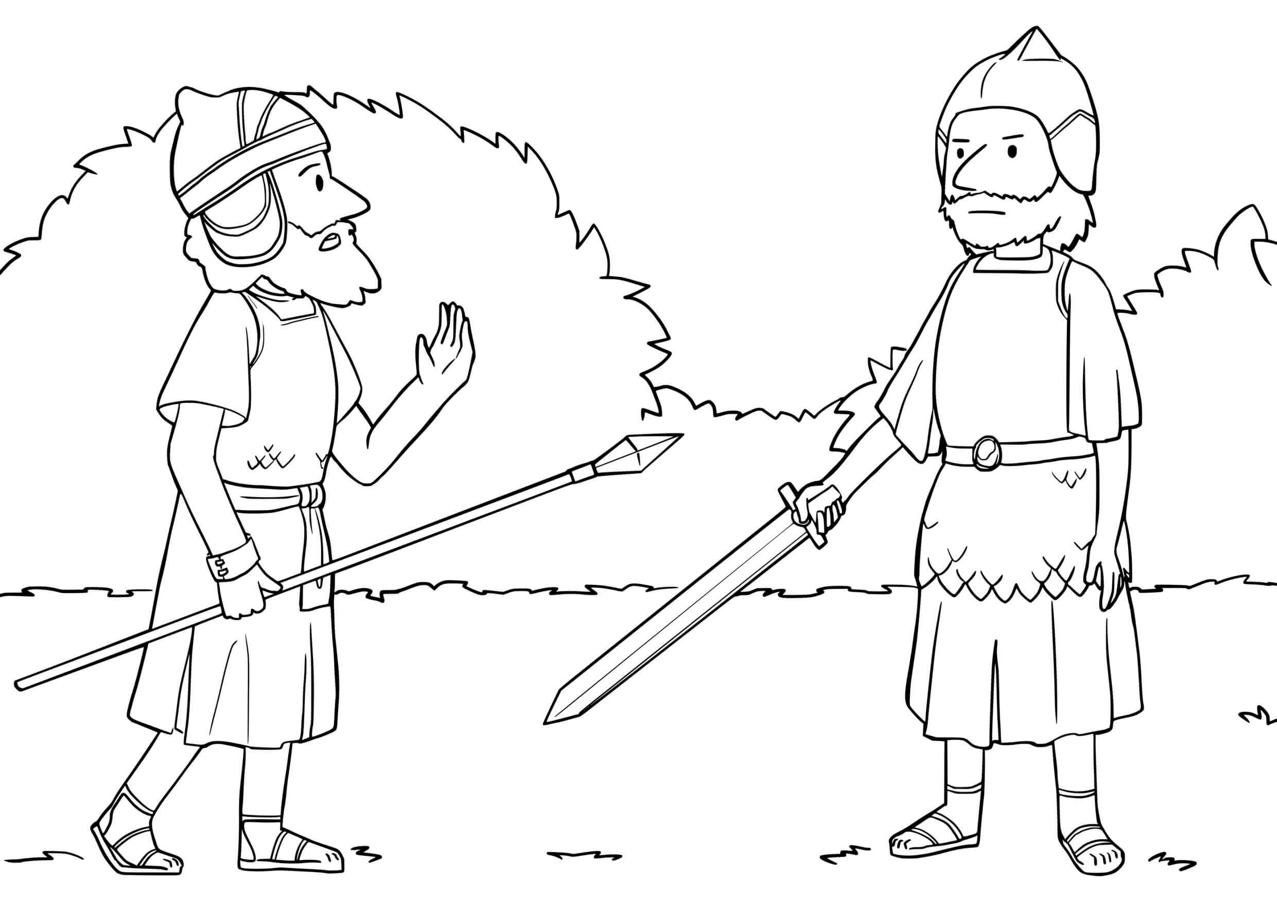 Coloriage Josué rencontre le chef de l'armée céleste - Jésus à imprimer