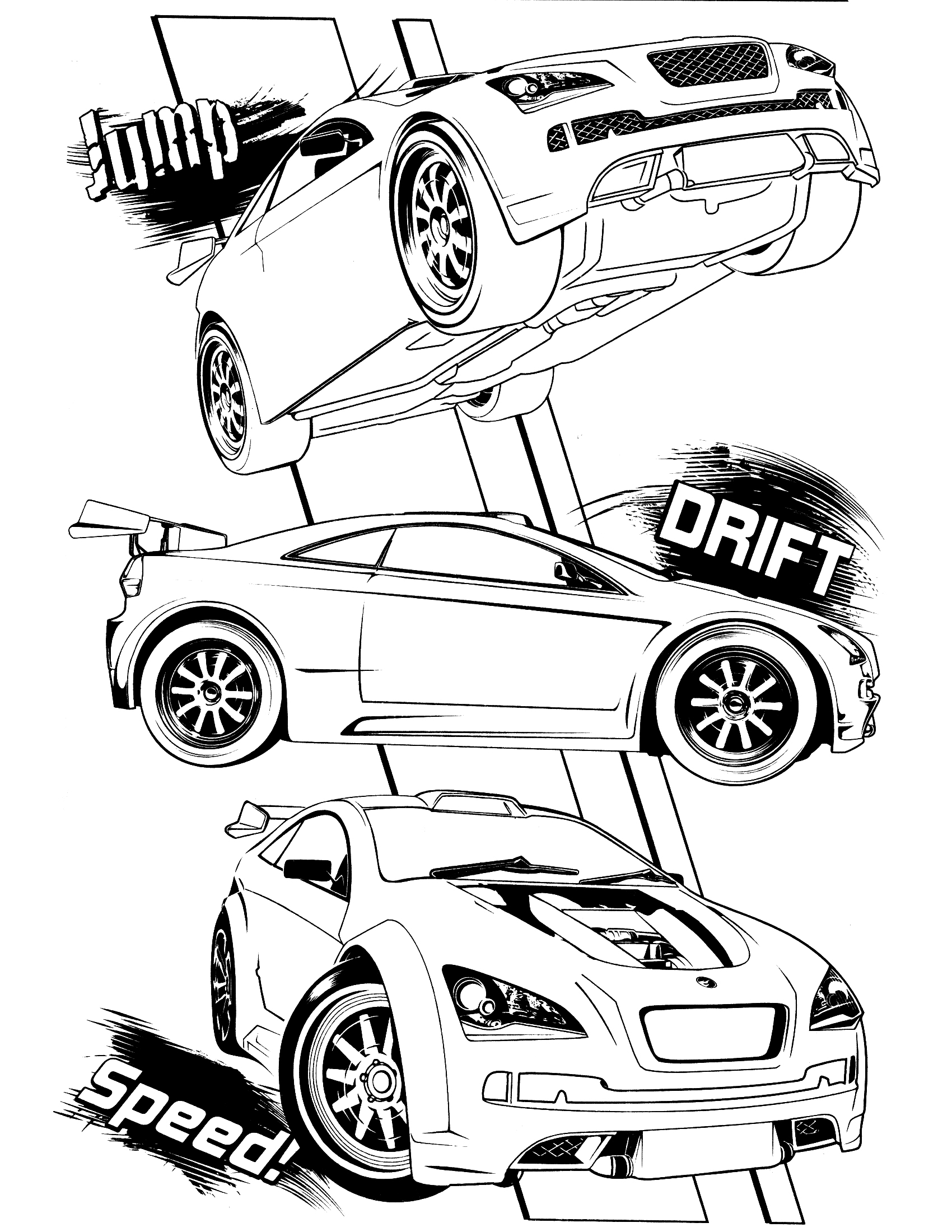 Coloriage Jump Drift Vitesse With Hotwheels Voiture - Hot wheels à imprimer