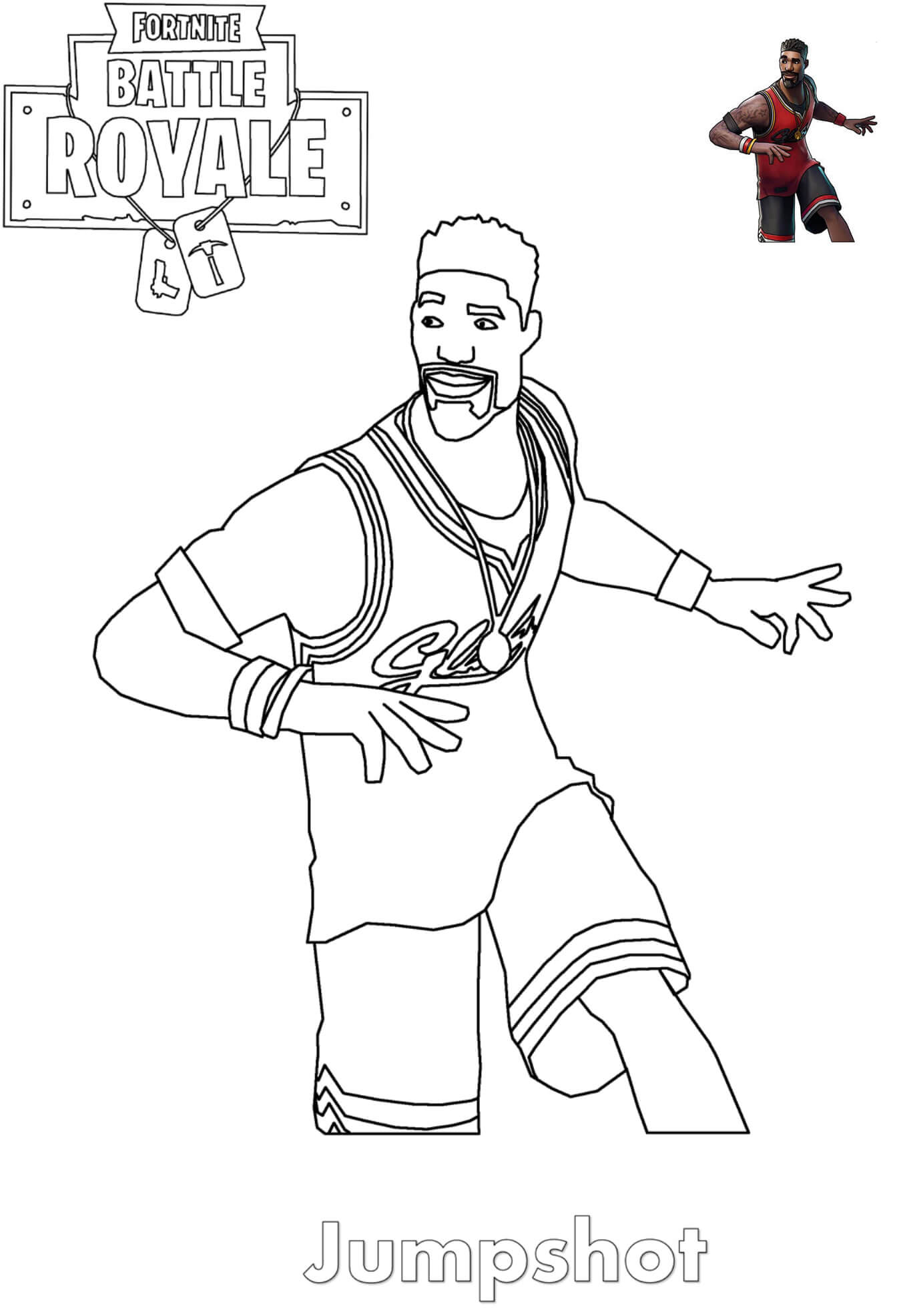 Coloriage Jumpshot Fortnite Basketball Player - Fortnite à imprimer