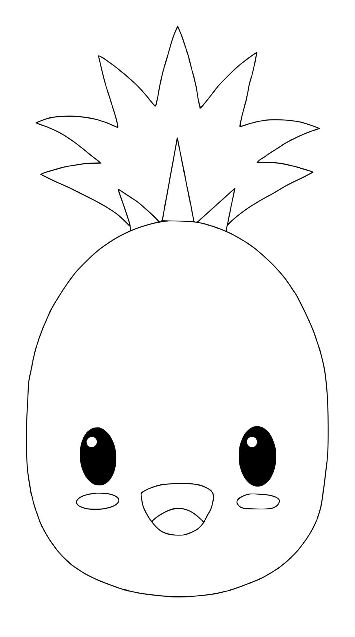 Coloriage Kawaii Ananas Adorable - Ananas à imprimer