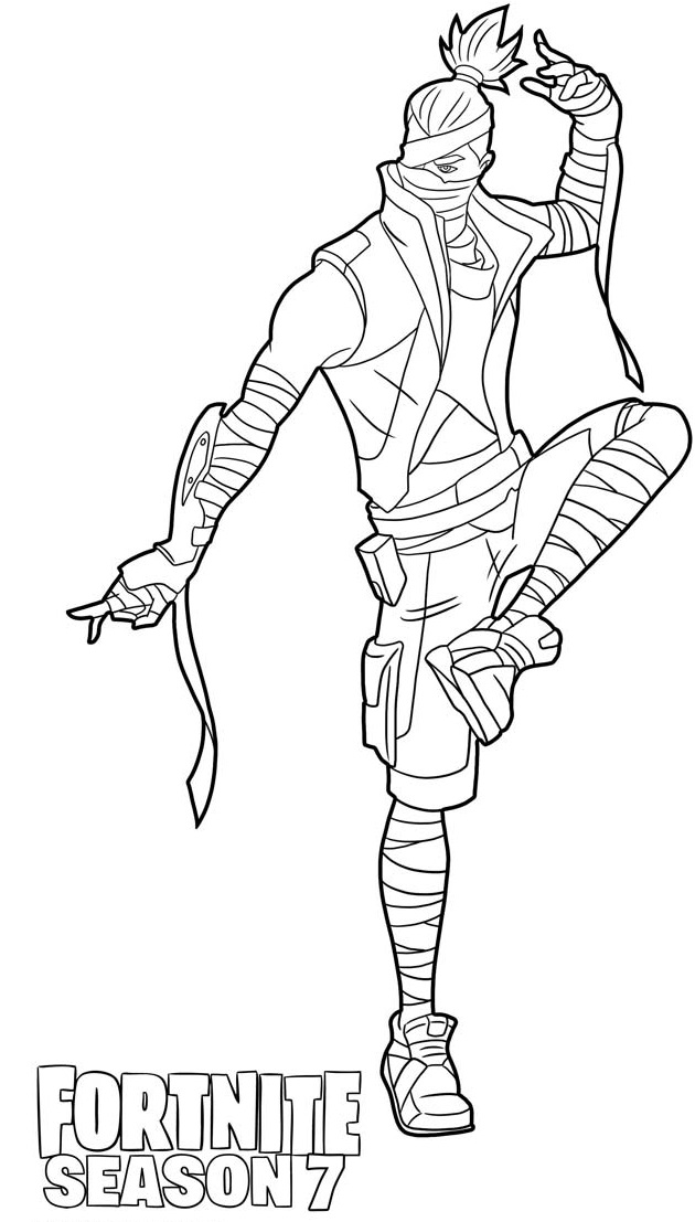 Coloriage Kenji de Fortnite saison 10 - Fortnite à imprimer