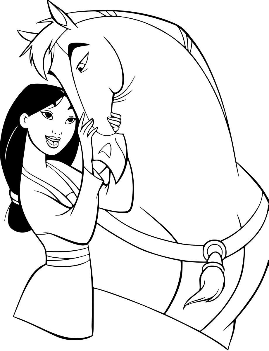 Coloriage Khan Cheval Bien Aime De Fa Mulan - Mulan à imprimer