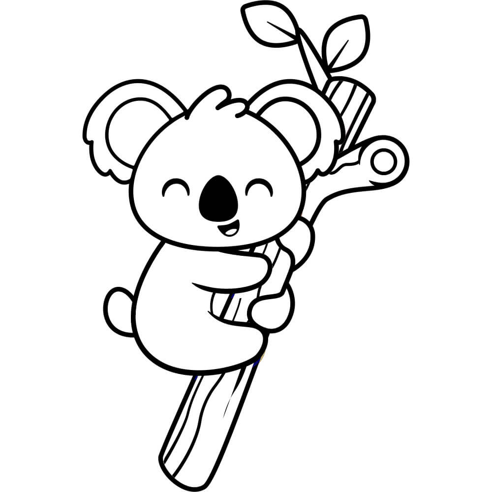 Coloriage Koala Grimpant Sur Un Tronc Darbre - Koala à imprimer