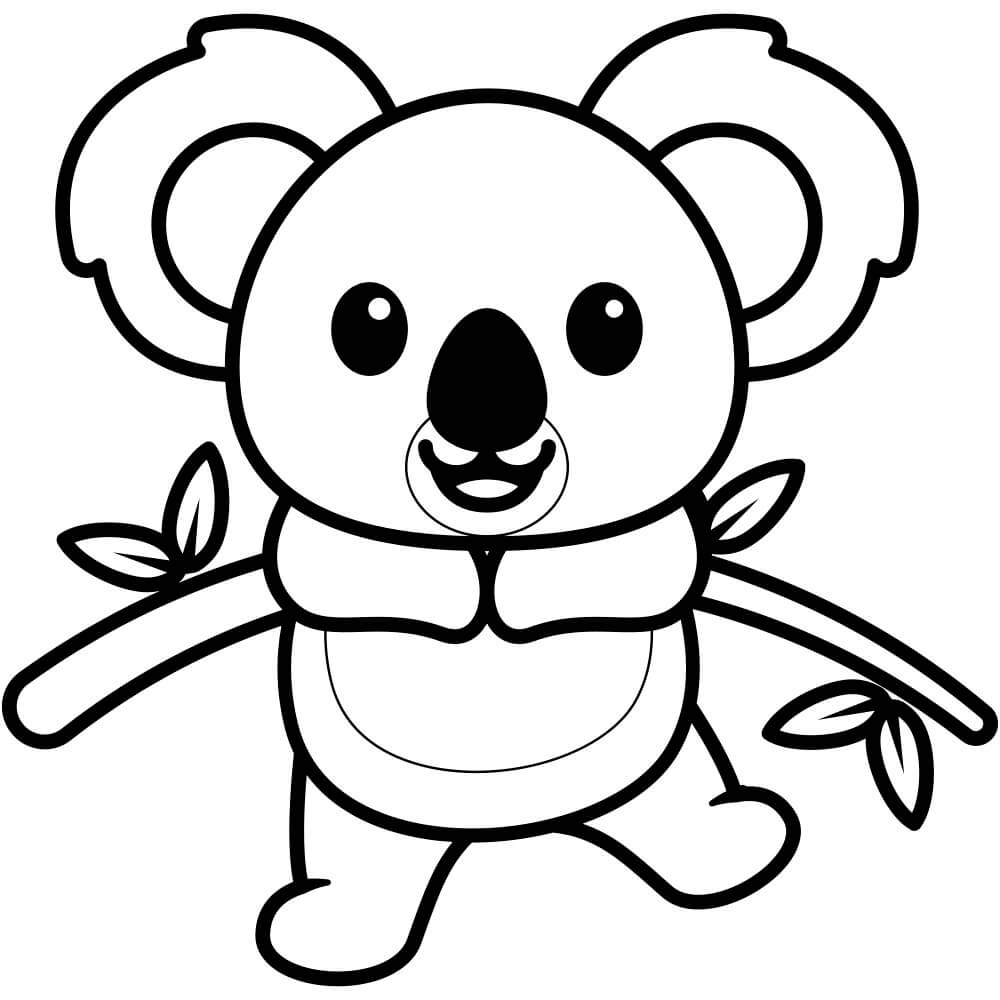 Coloriage Koala Perche Sur Un Arbre - Koala à imprimer