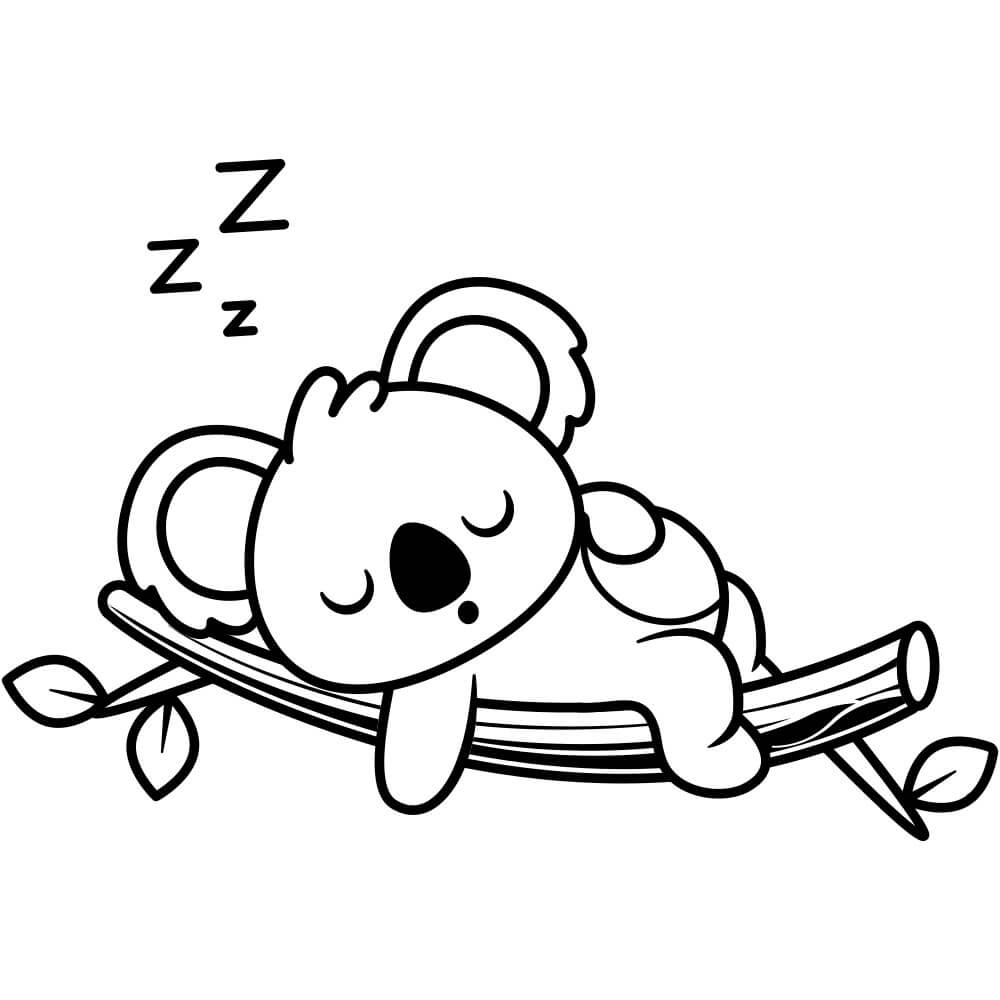 Coloriage Koala Se Reposant Sur Une Feuille - Koala à imprimer