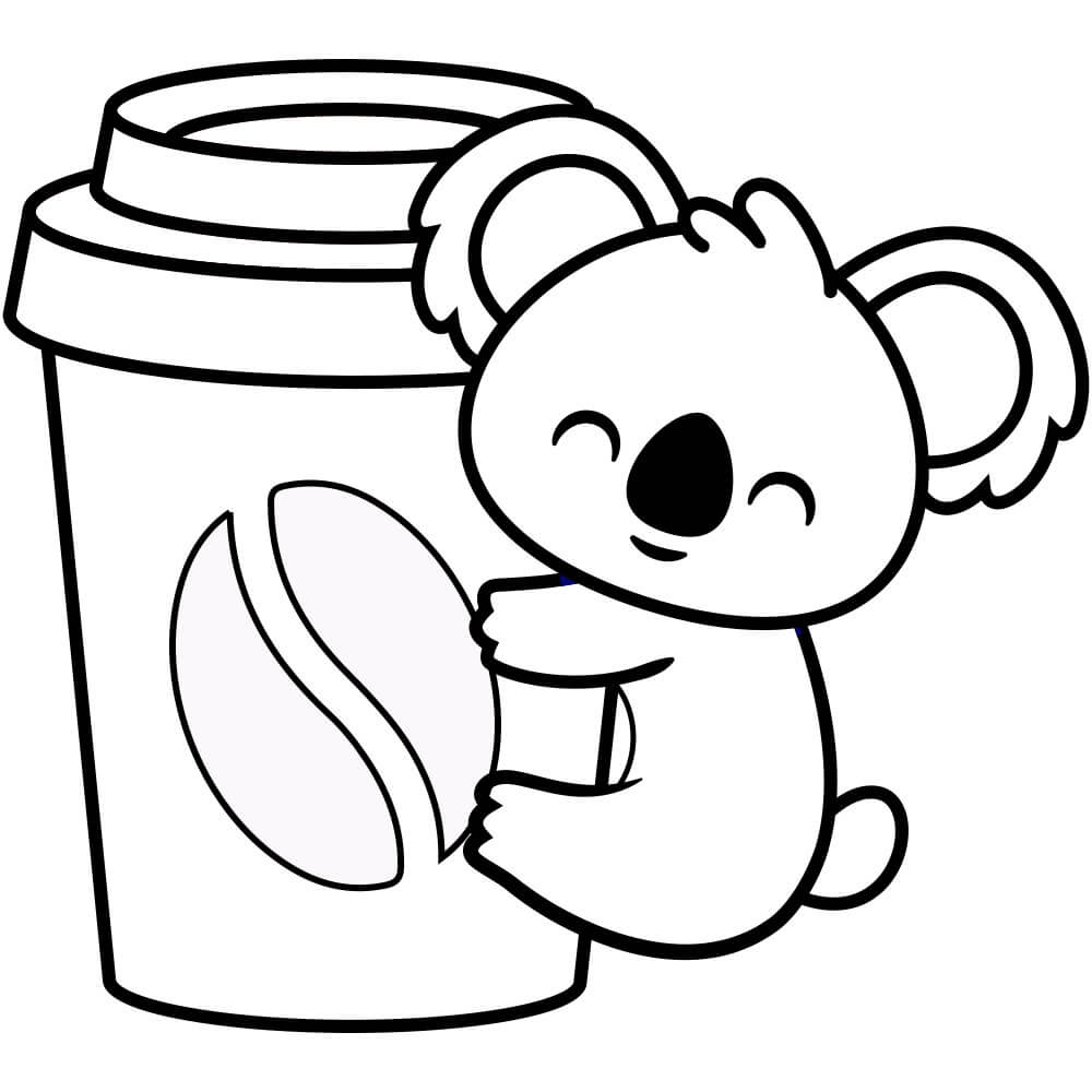 Coloriage Koala Se Tenant Debout Sur Un Café - Koala à imprimer