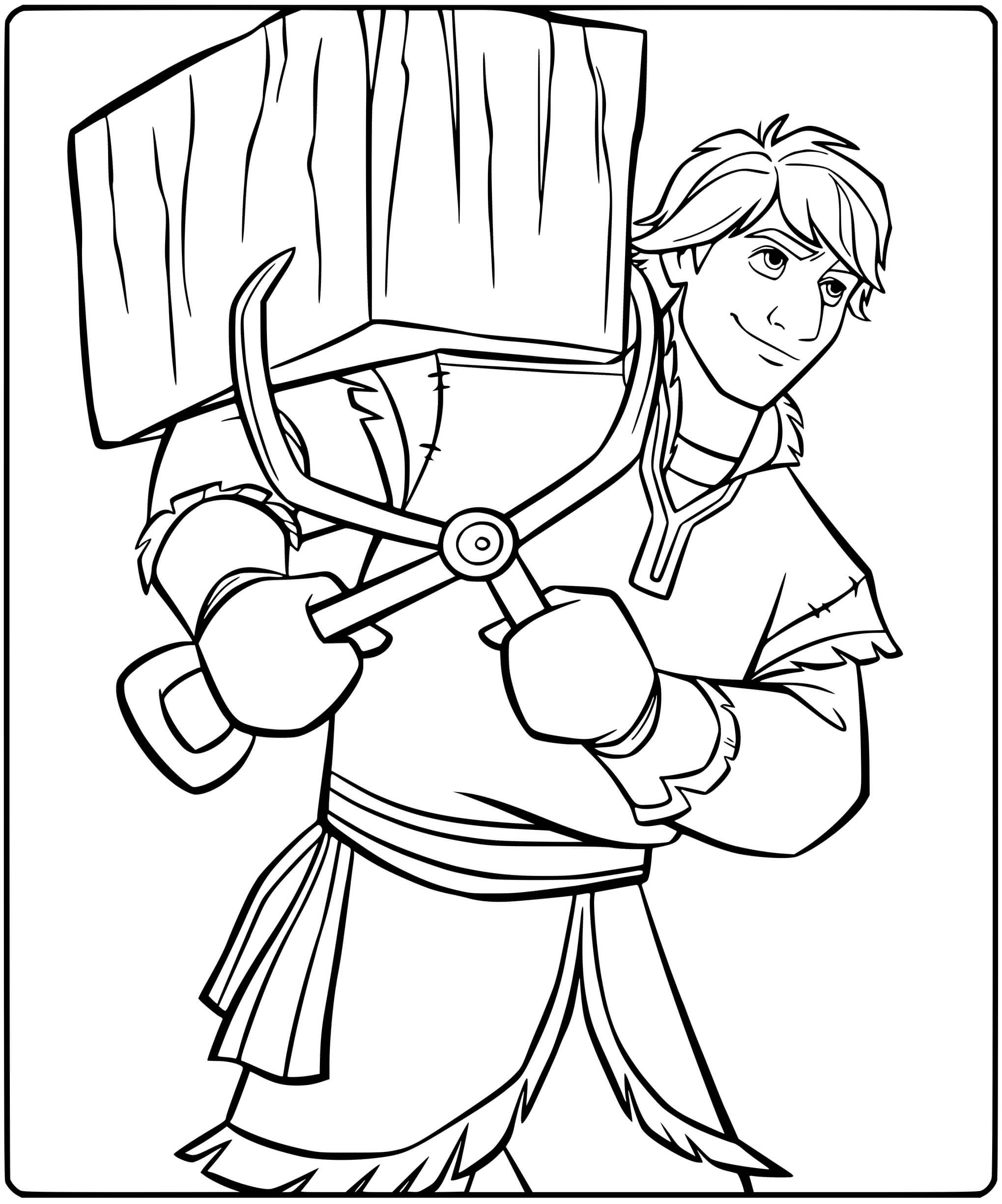 Coloriage Kristoff Prepare Les Blocs De Glace Pour La Construction Du Royaume De Glace - La Reine des neiges 2 à imprimer