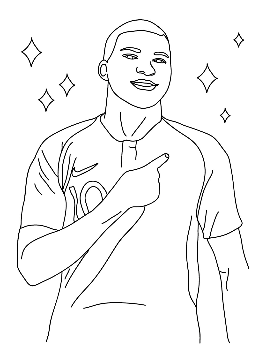 Coloriage Kylian Mbappe Foot Facile - Mbappé à imprimer