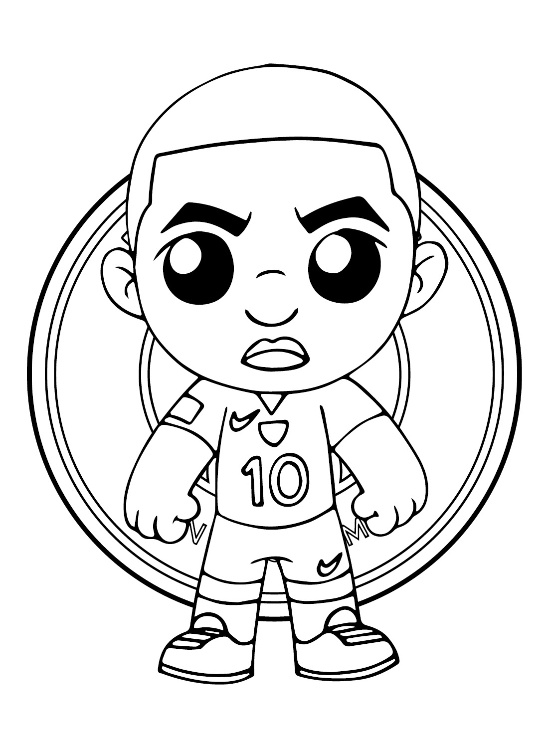 Coloriage Kylian Mbappe Kawaii Chibi - Mbappé à imprimer