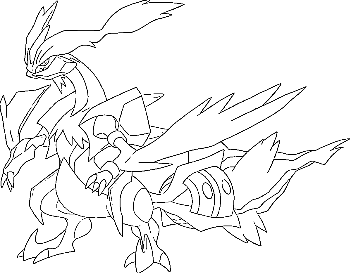 Coloriage Kyurem Blanc équilibre Yin Yang dragon - Pokémon légendaire à imprimer