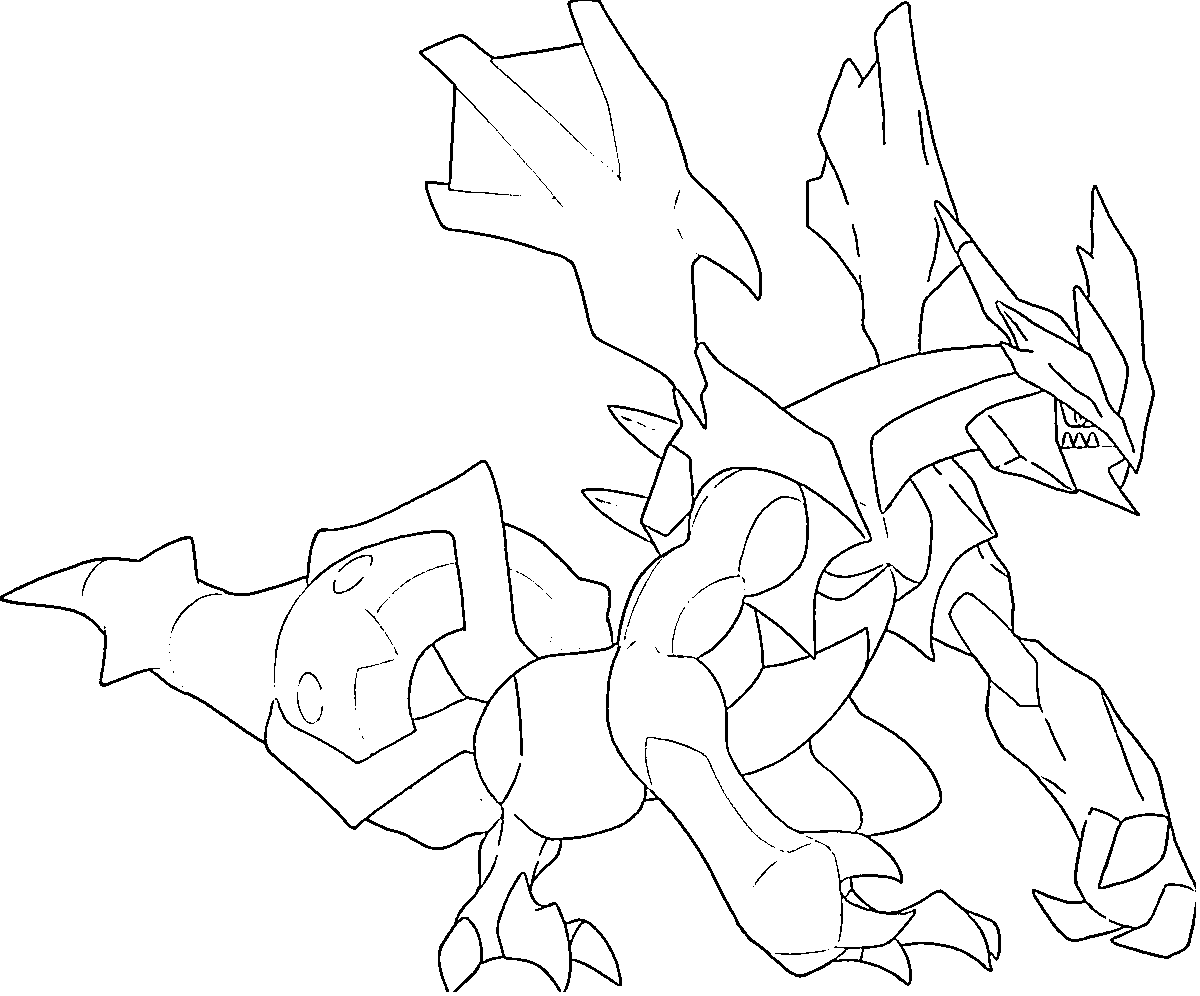 Coloriage Kyurem Noir puissance Yin Yang dragon - Pokémon légendaire à imprimer
