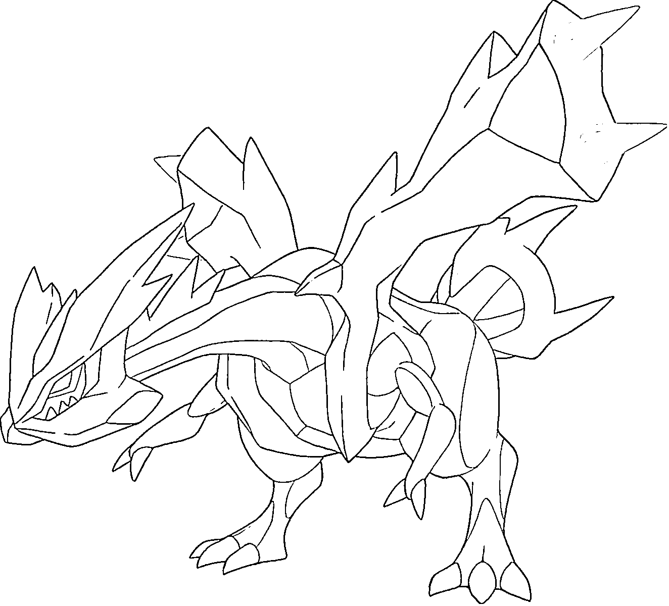 Coloriage Kyurem trio harmonie Yin Yang légendaire - Pokémon légendaire à imprimer