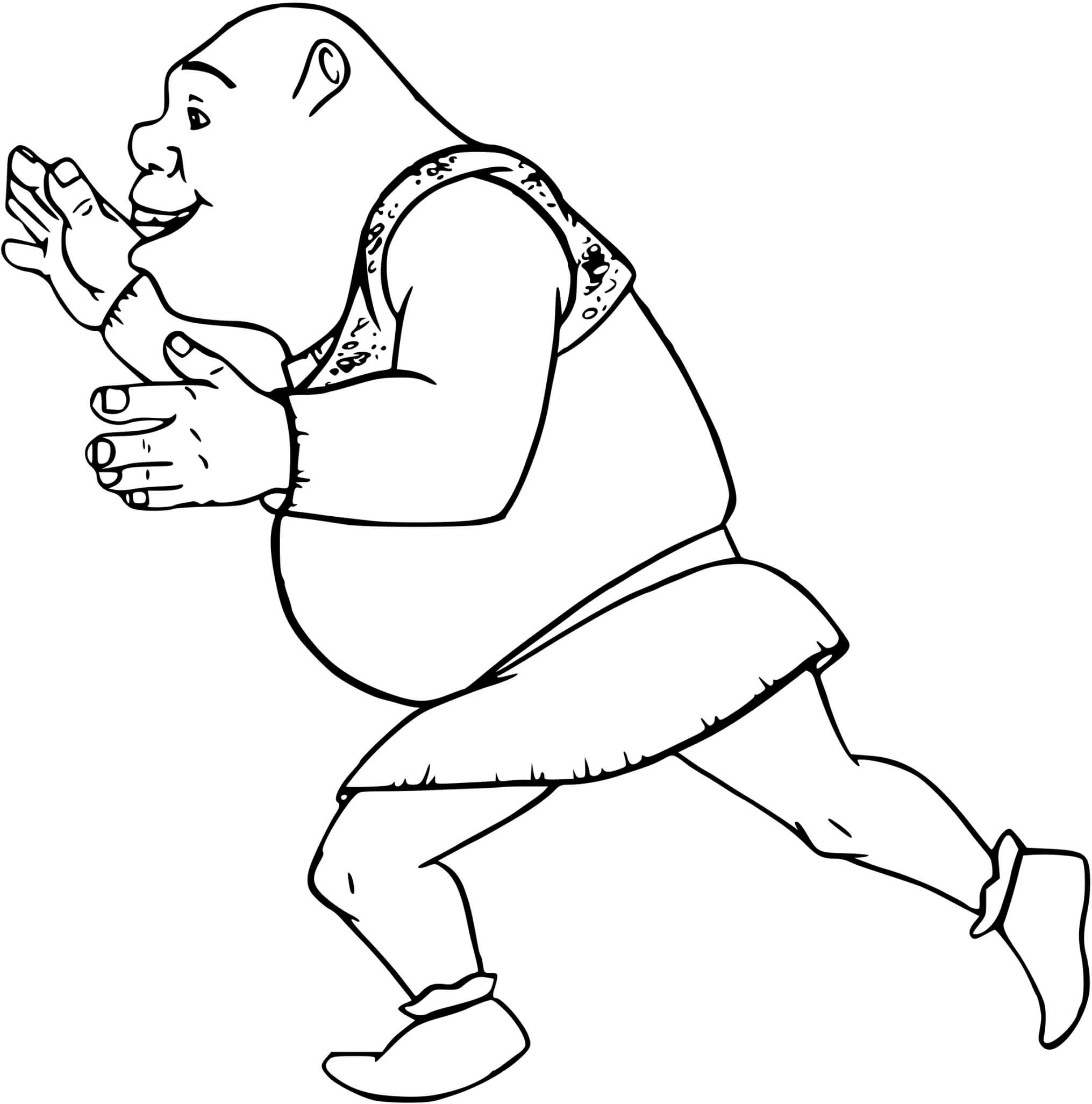 Coloriage L'Ogre Shrek Pousse Quelque Chose - Shrek à imprimer