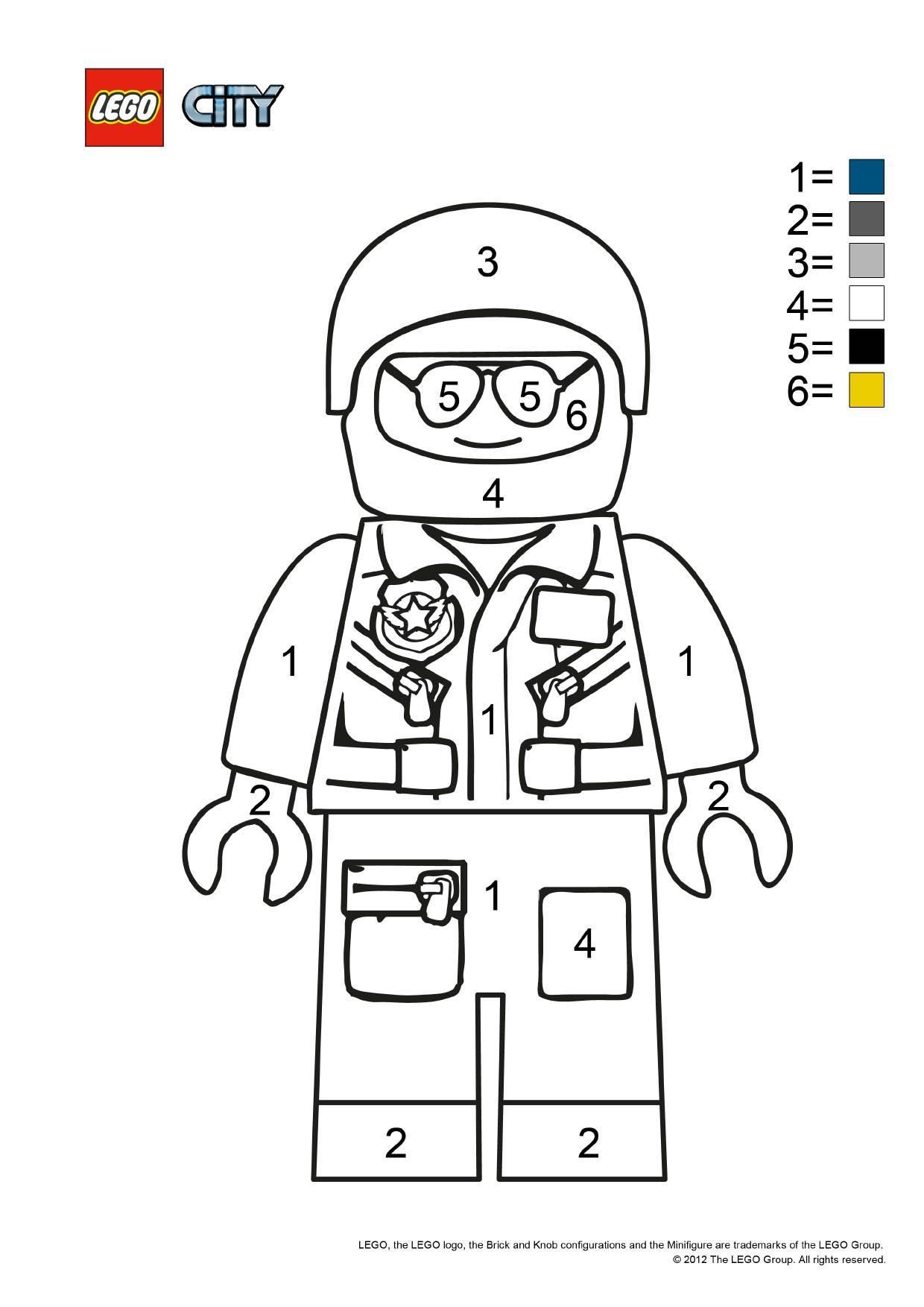 Coloriage Lego City Le Policier Avec Numéro - Police à imprimer