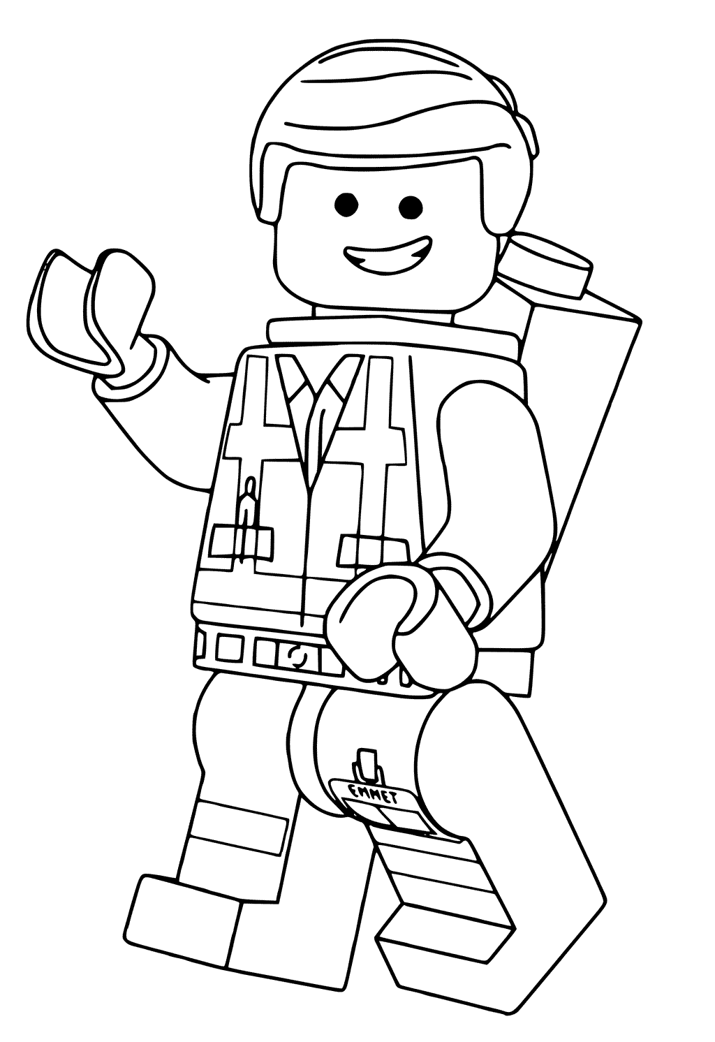 Coloriage Emmet héros de La Grande Aventure Lego - Lego à imprimer