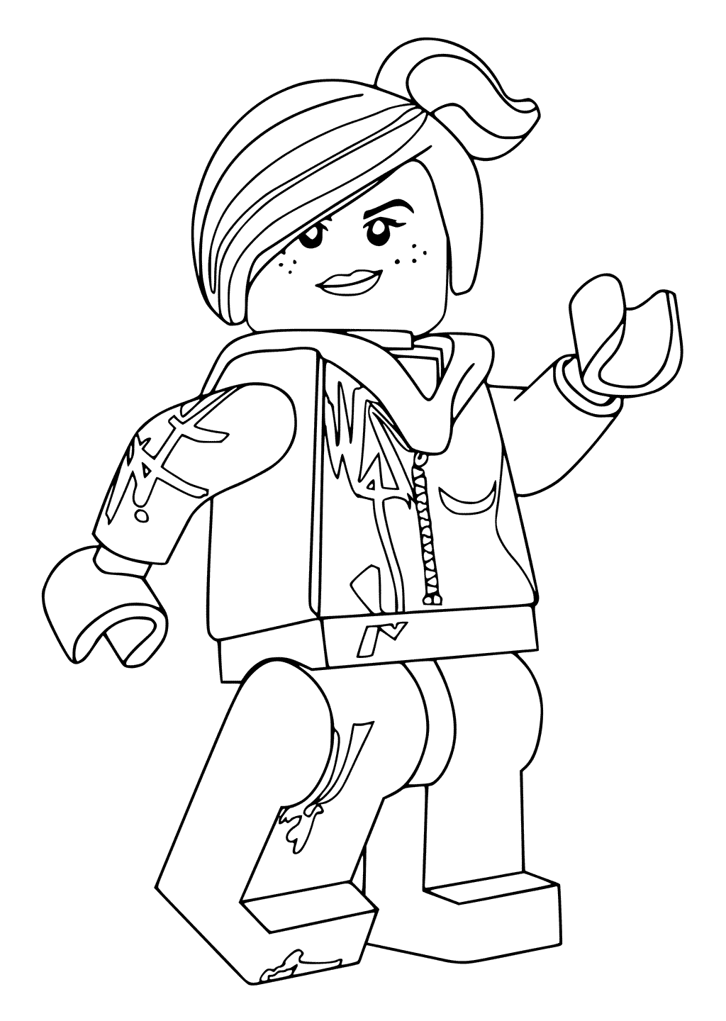 Coloriage Lucy Wyldstyle prête au combat Lego Movie - Lego à imprimer