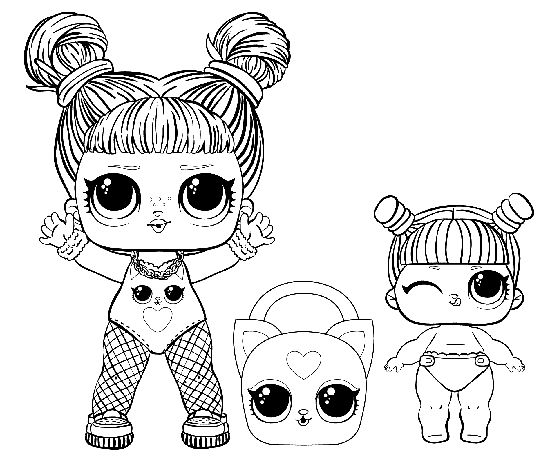 Coloriage LOL Surprise petites et grandes sœurs - Poupée LOL Surprise Hair Goals à imprimer