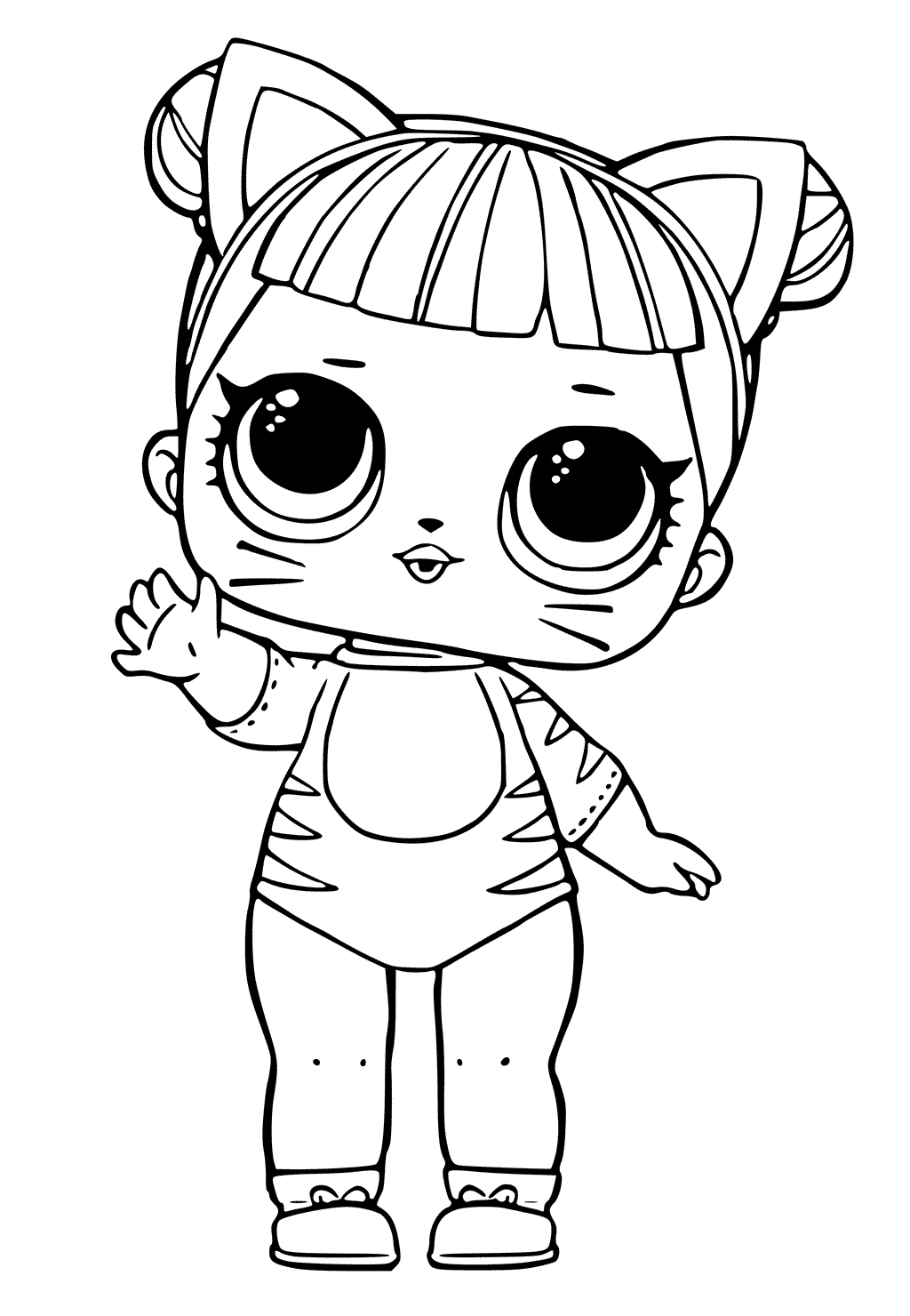 Coloriage Poupée chat tigré LOL Surprise - Poupée LOL Surprise Hair Goals à imprimer