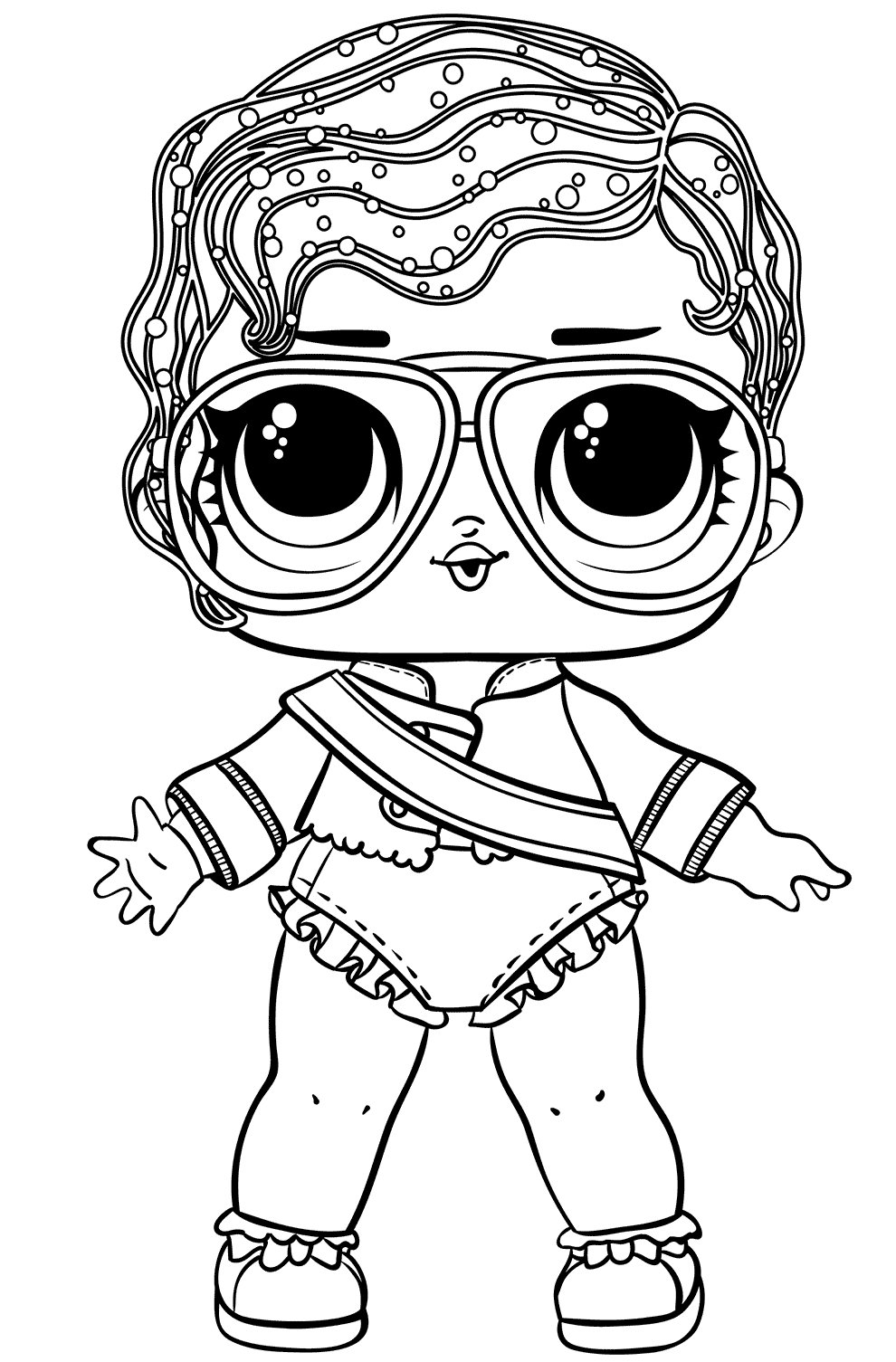 Coloriage Shimone Queen LOL Hair Goals - Poupée LOL Surprise Hair Goals à imprimer
