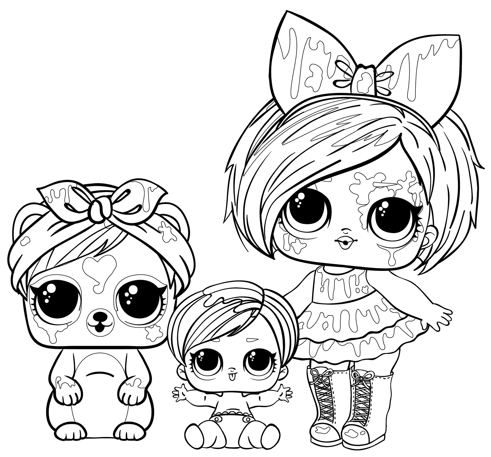 Coloriage LOL Hair Goals Poupée et Animaux - Poupée LOL Surprise Hair Goals à imprimer