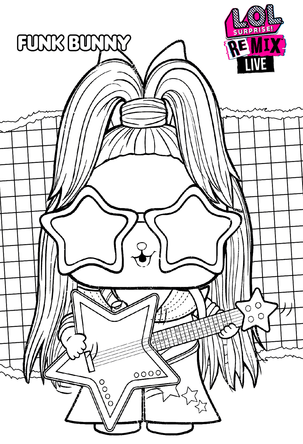 Coloriage LOL Surprise Funk Bunny Lapin - Poupée LOL Surprise Remix à imprimer